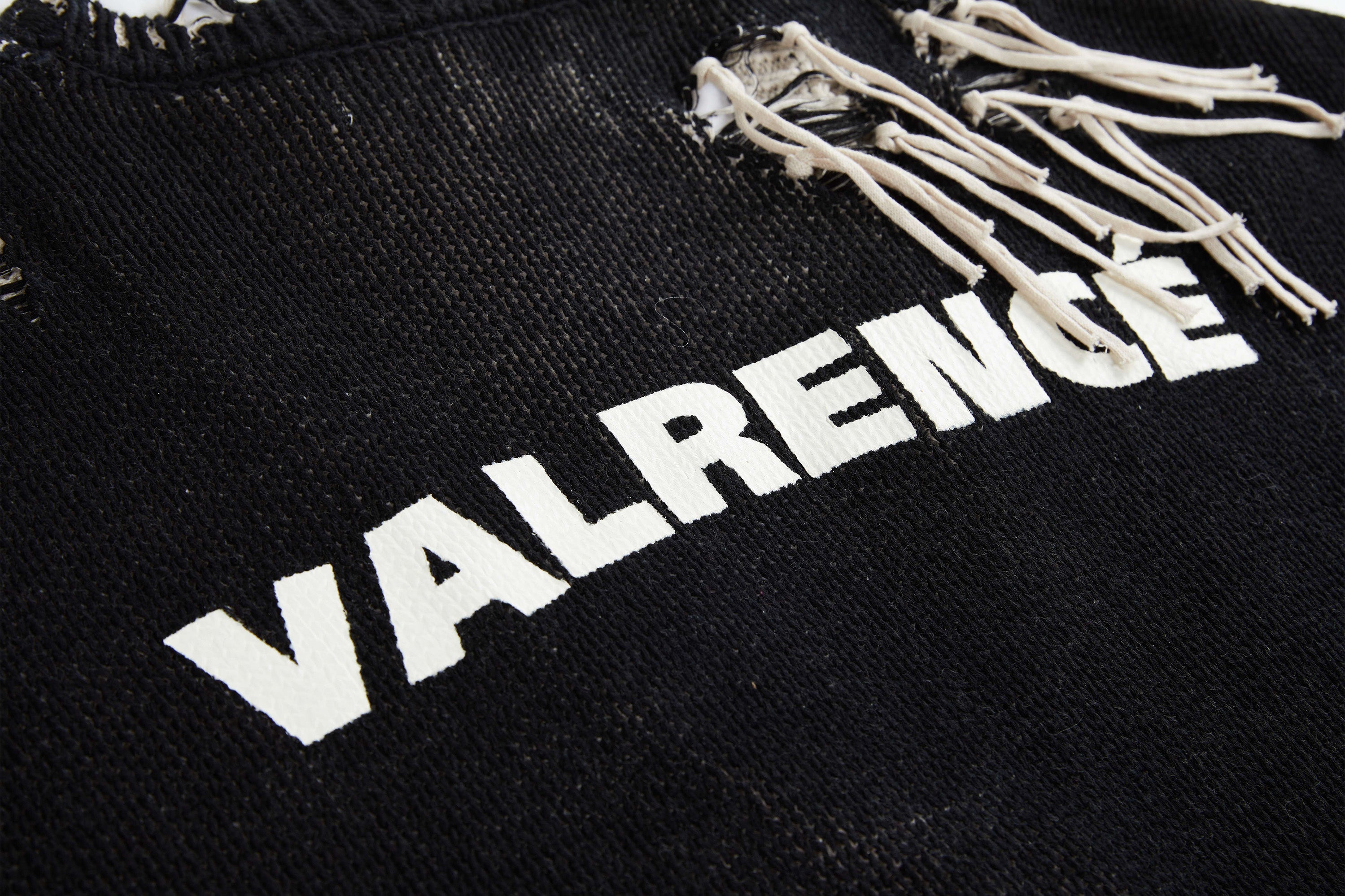 VANN VALRENCE Distressed Frayed Spray V-Neck Cardigan