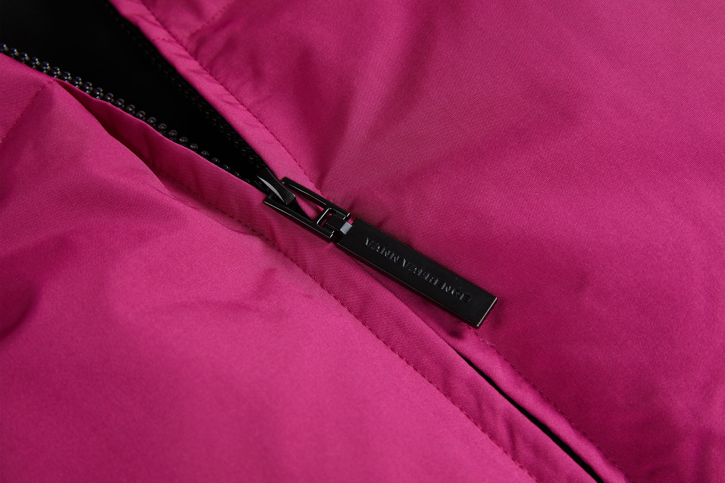 VANN VALRENCE High-Neck Oversized Down Vest Hot Pink