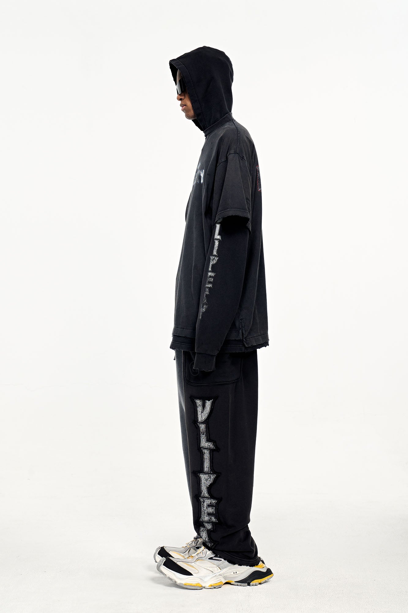 ULIPERY Distressed Faux Layered Hoodie