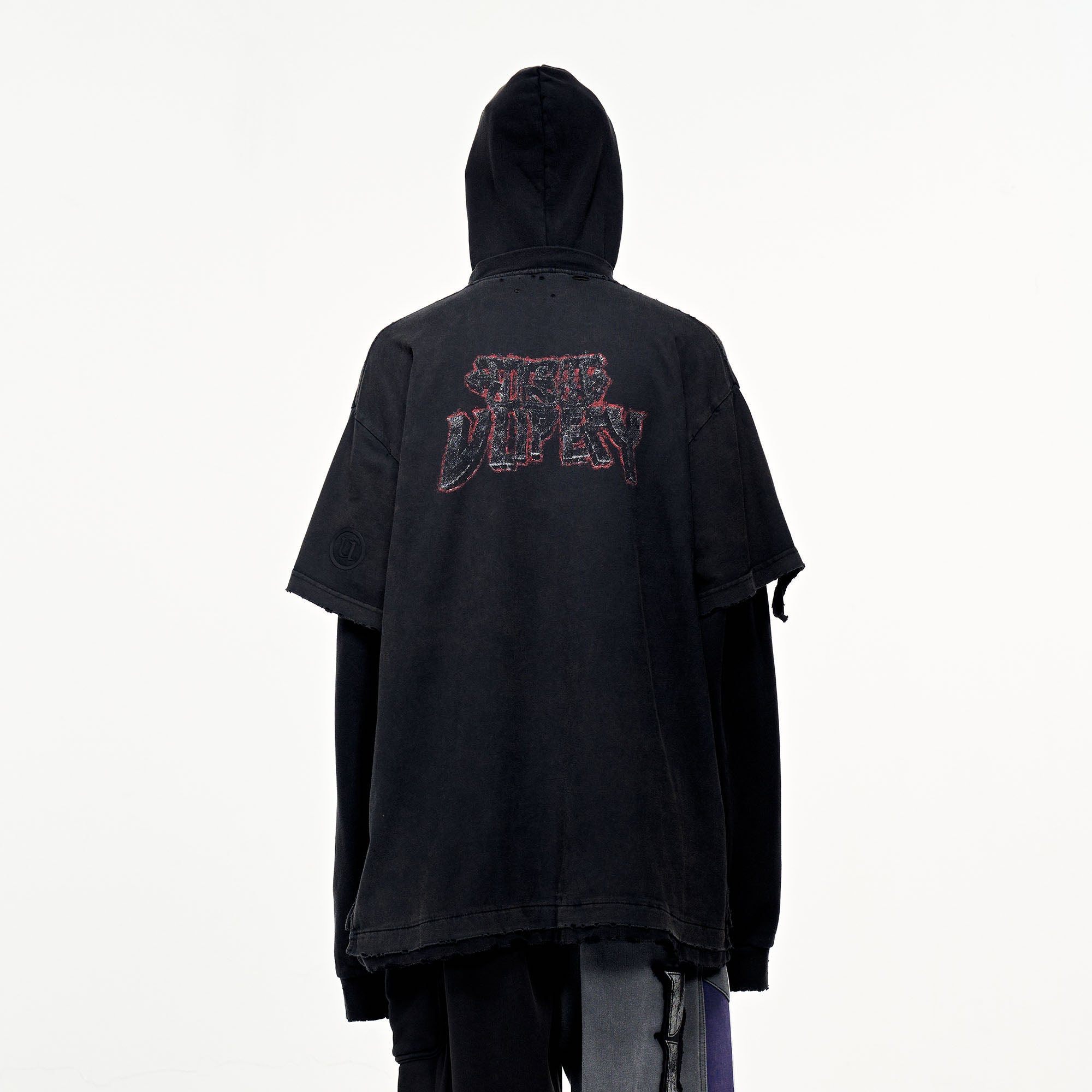 ULIPERY Distressed Faux Layered Hoodie