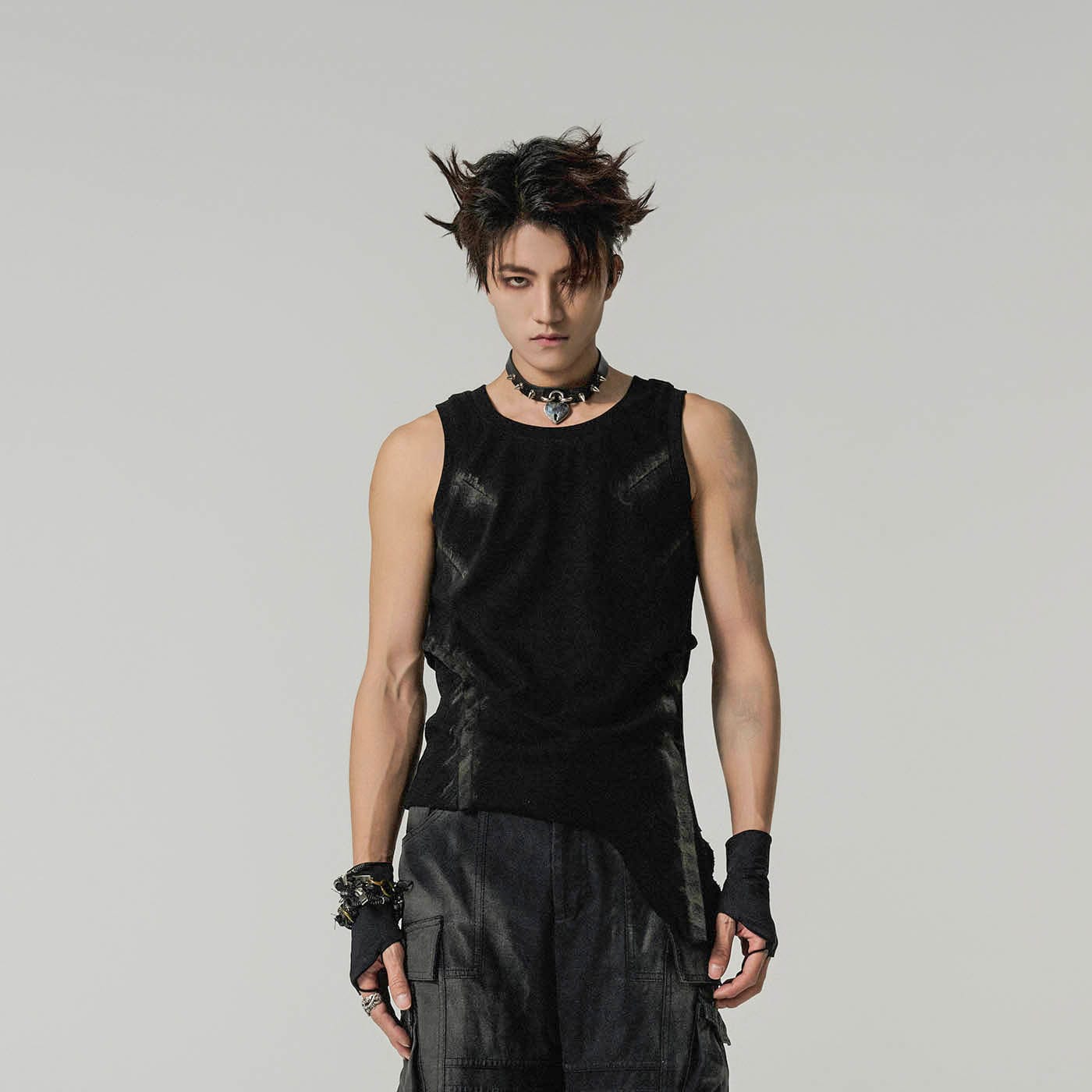 FLYERRER Distressed Asymmetrical Tank Top, premium urban and streetwear designers apparel on PROJECTISR.com, FLYERRER