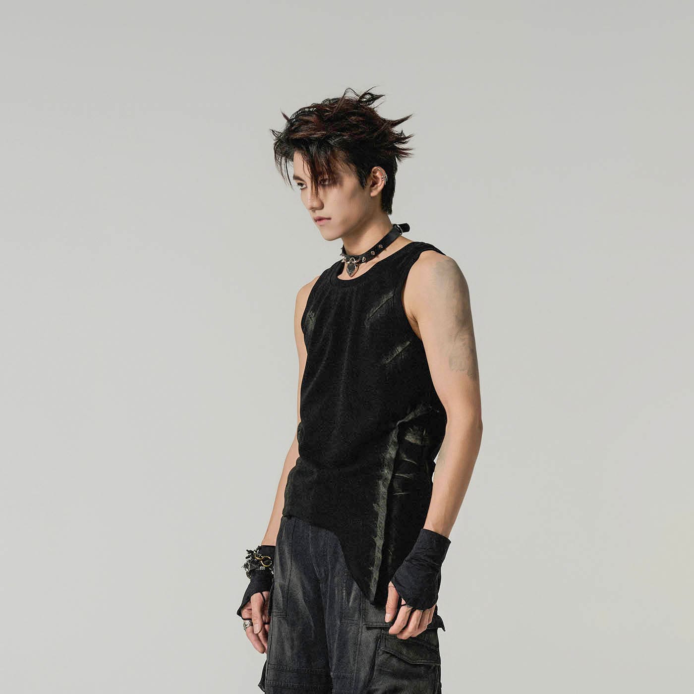 FLYERRER Distressed Asymmetrical Tank Top, premium urban and streetwear designers apparel on PROJECTISR.com, FLYERRER