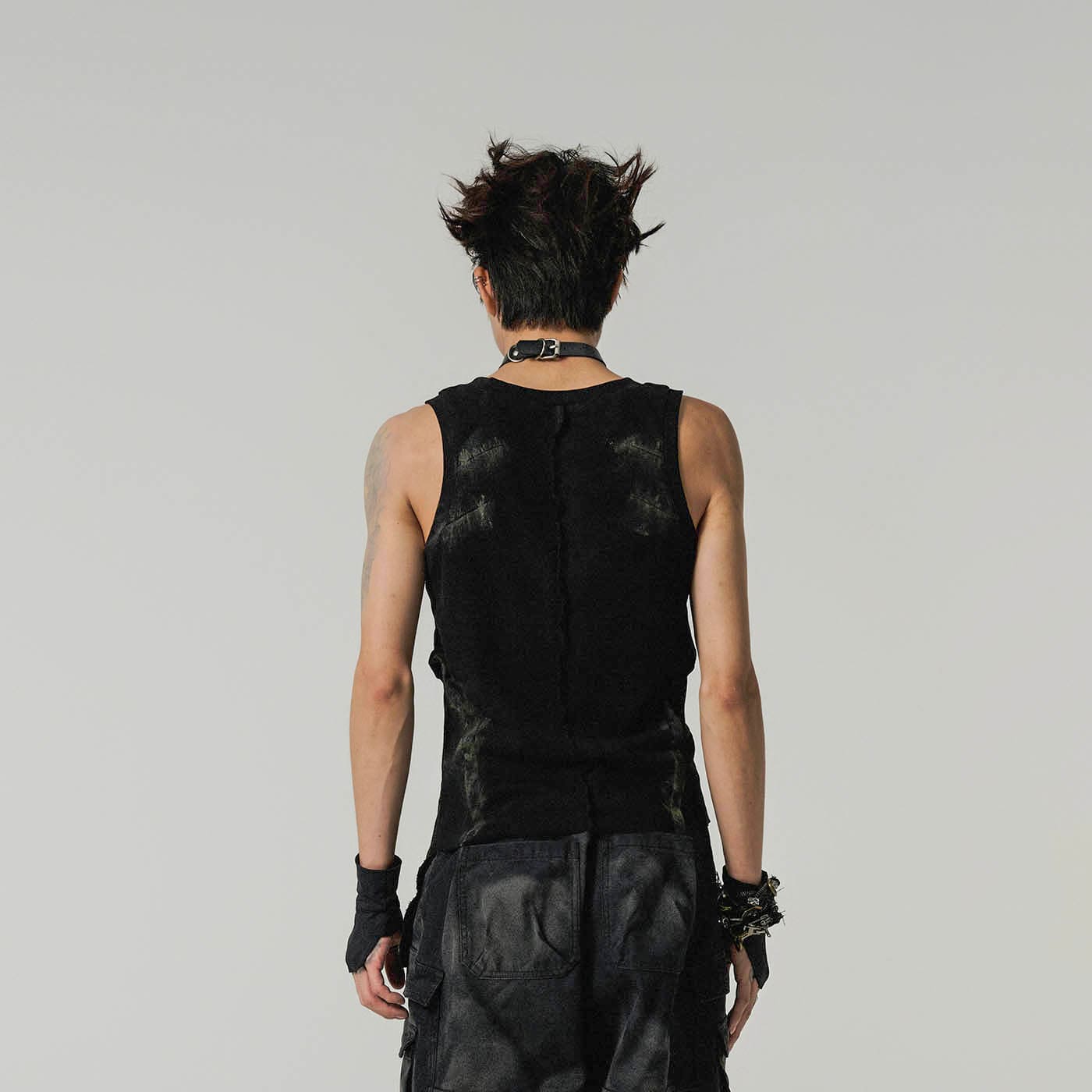 FLYERRER Distressed Asymmetrical Tank Top, premium urban and streetwear designers apparel on PROJECTISR.com, FLYERRER