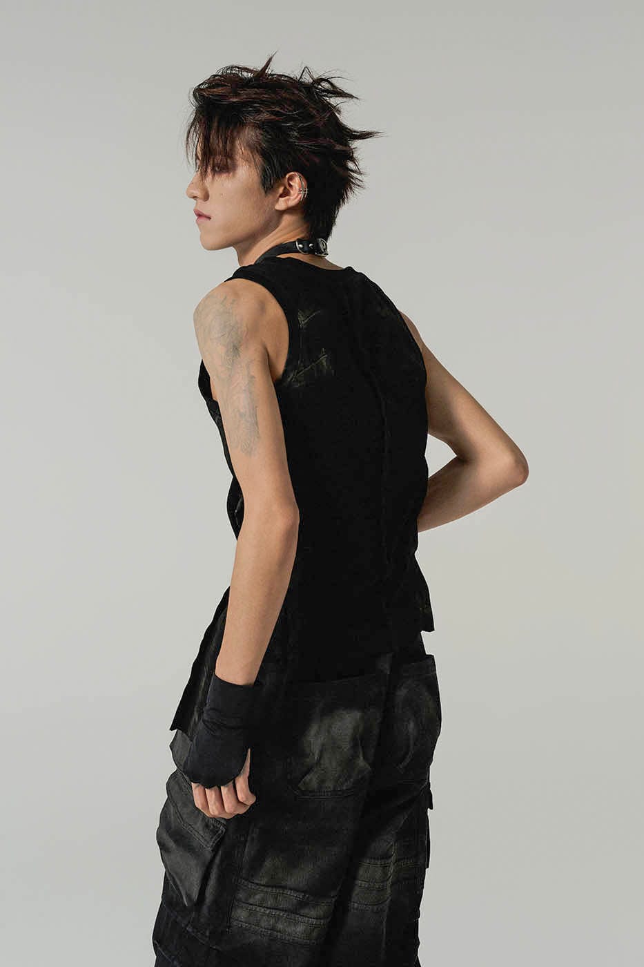 FLYERRER Distressed Asymmetrical Tank Top, premium urban and streetwear designers apparel on PROJECTISR.com, FLYERRER