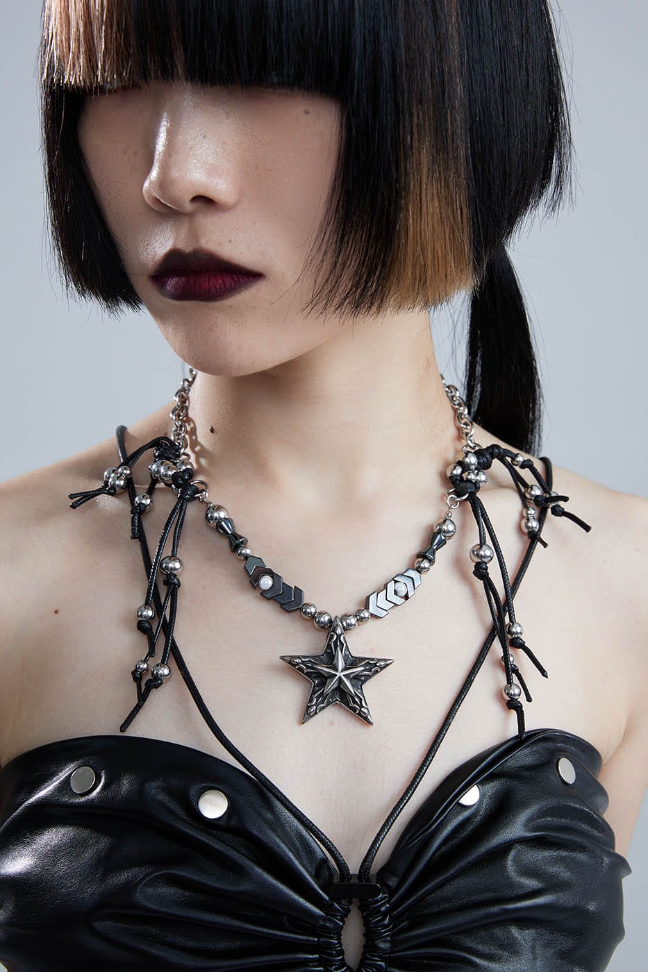ILLUSORY Mechanical Pentagram Beaded Necklace, premium urban and streetwear designers apparel on PROJECTISR.com, ILLUSORY