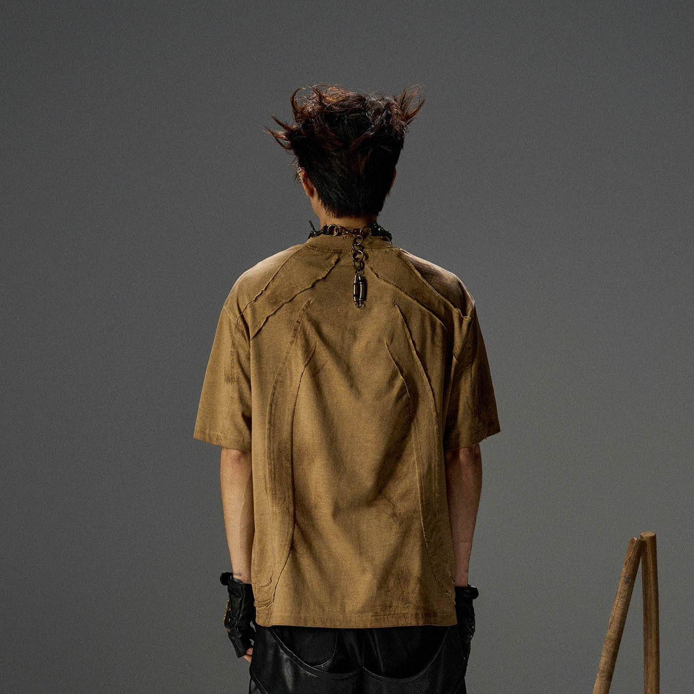 FLYERRER Distressed Deconstructed T-Shirt Sand, premium urban and streetwear designers apparel on PROJECTISR.com, FLYERRER