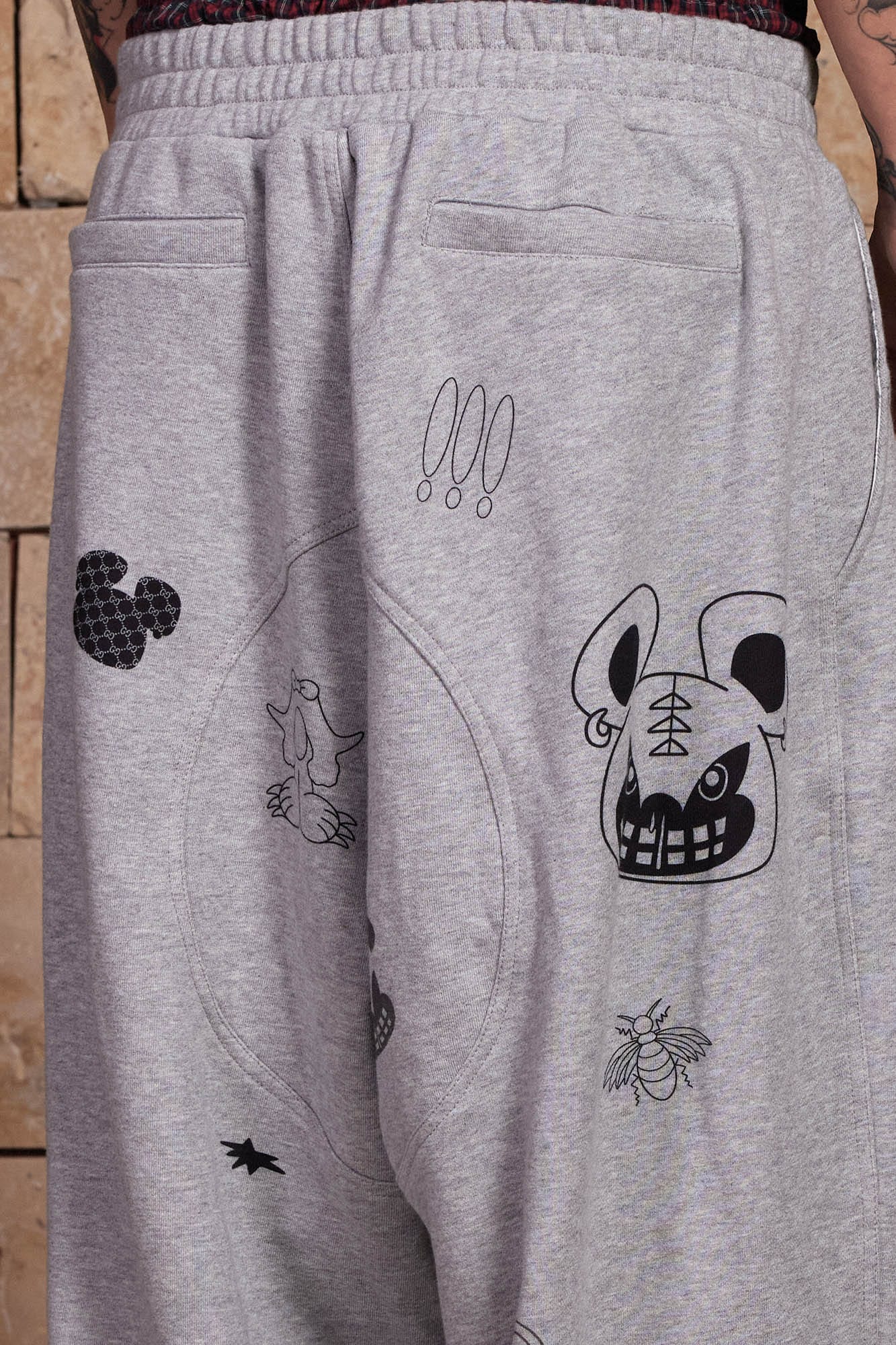 DND4DES Graffiti Crinkled Wide-Leg Sweatpants, premium urban and streetwear designers apparel on PROJECTISR.com, DND4DES