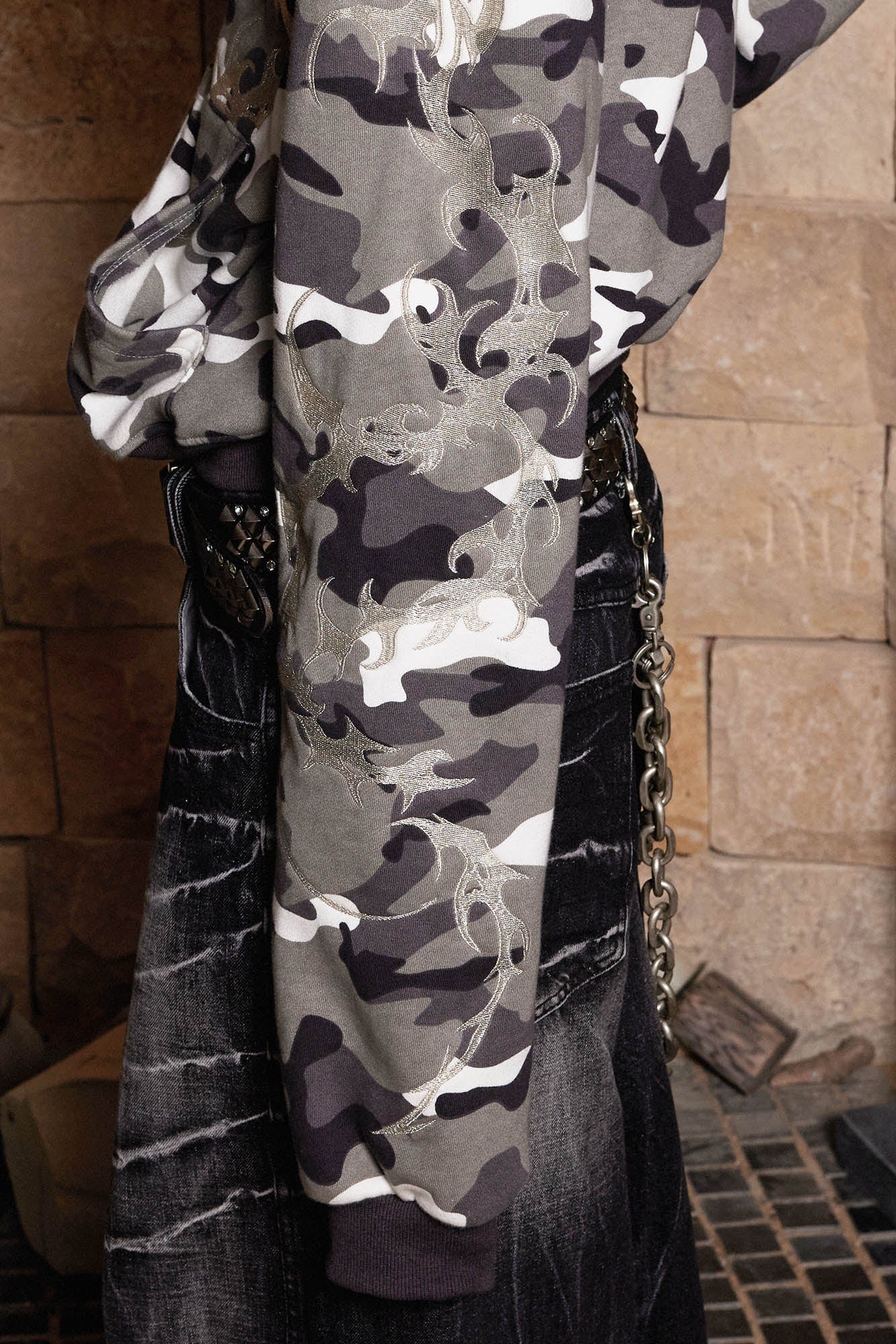 DND4DES Camo Zip-up Embroidery Hoodie, premium urban and streetwear designers apparel on PROJECTISR.com, DND4DES