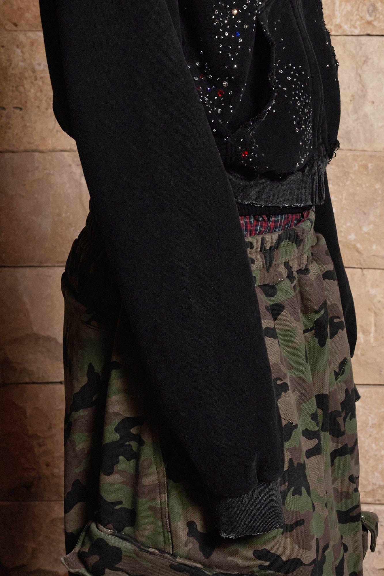 DND4DES Sparkle Diamond Distressed Zip-Up Hoodie, premium urban and streetwear designers apparel on PROJECTISR.com, DND4DES