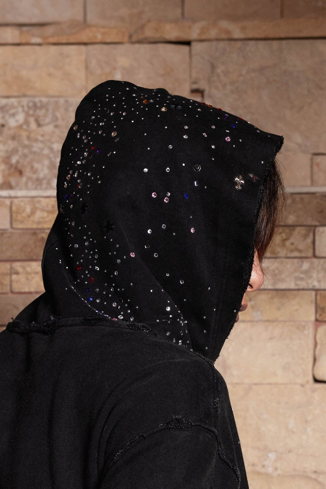 DND4DES Sparkle Diamond Distressed Zip-Up Hoodie, premium urban and streetwear designers apparel on PROJECTISR.com, DND4DES