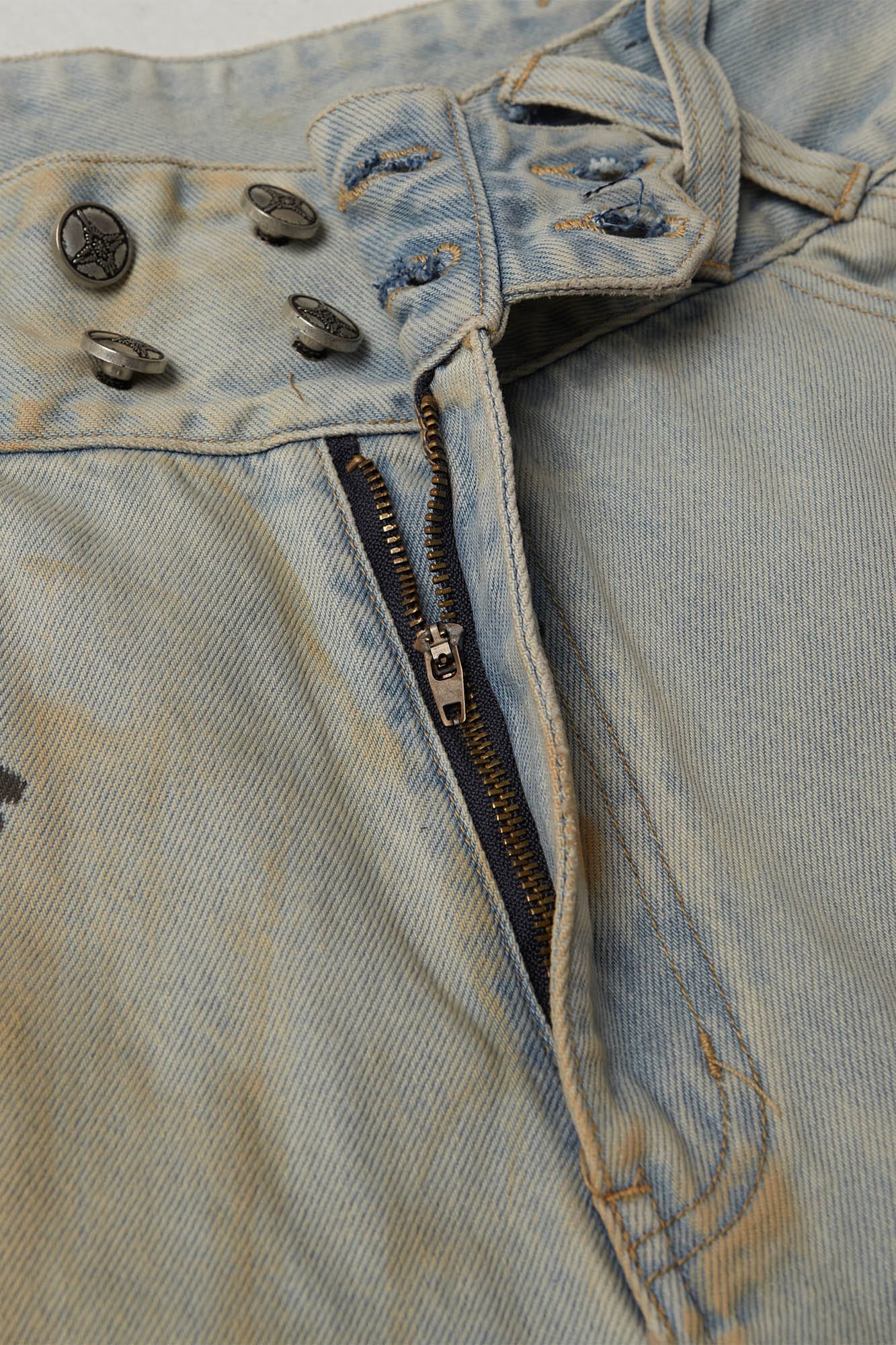 FLYERRER Paneled Heavily Ripped Fringe Jeans, premium urban and streetwear designers apparel on PROJECTISR.com, FLYERRER