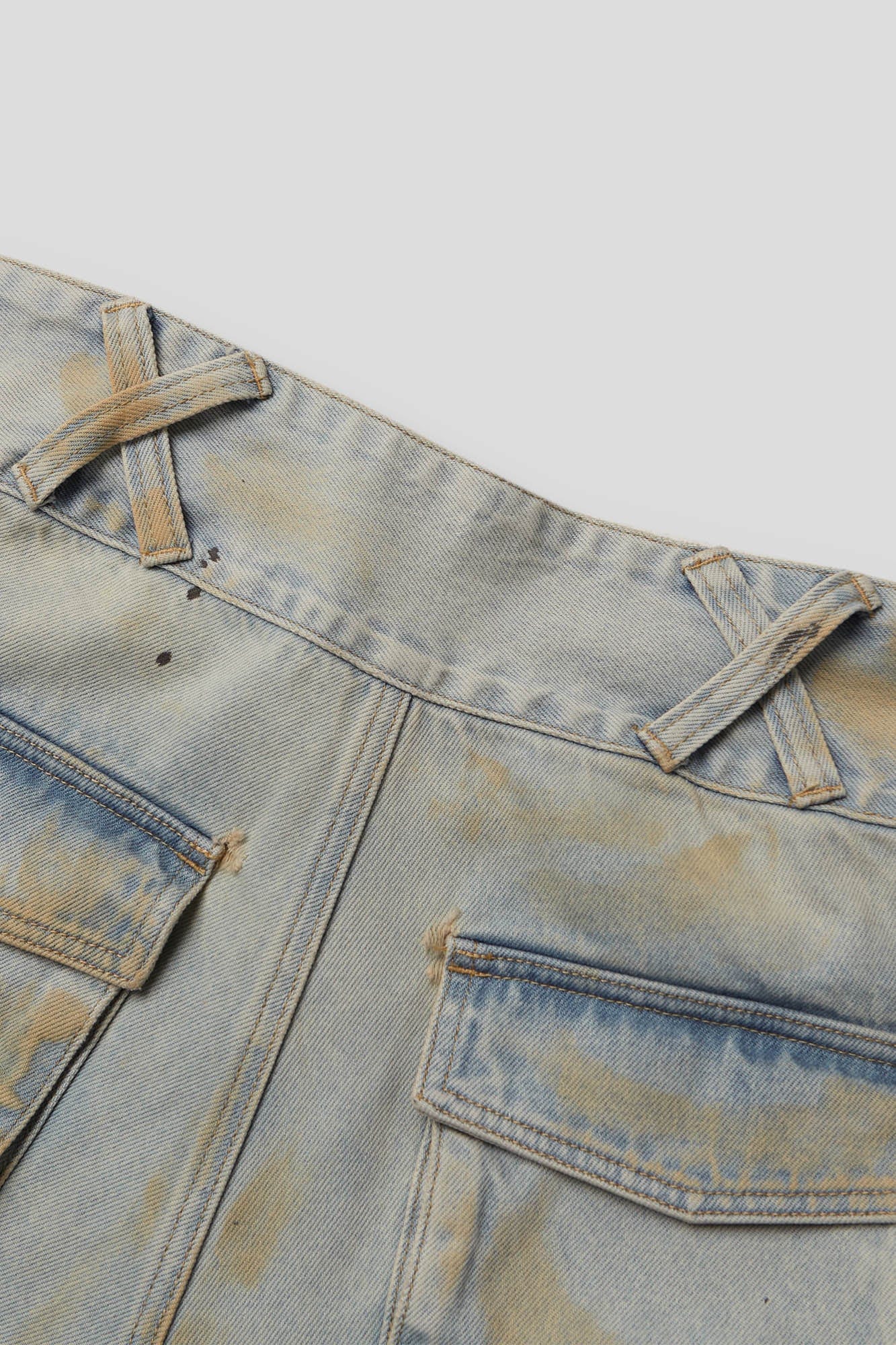 FLYERRER Paneled Heavily Ripped Fringe Jeans, premium urban and streetwear designers apparel on PROJECTISR.com, FLYERRER