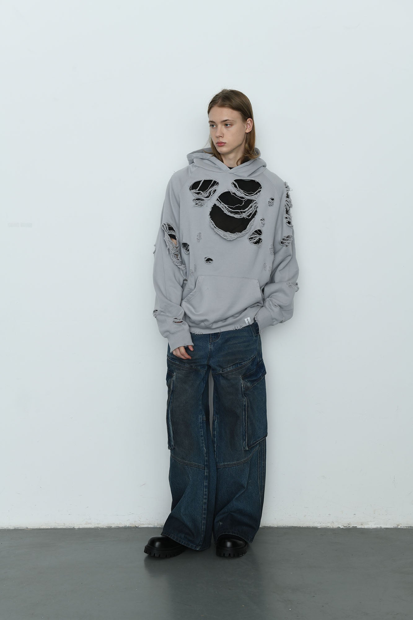 EGOFETCH Ripped Oversized Hoodie