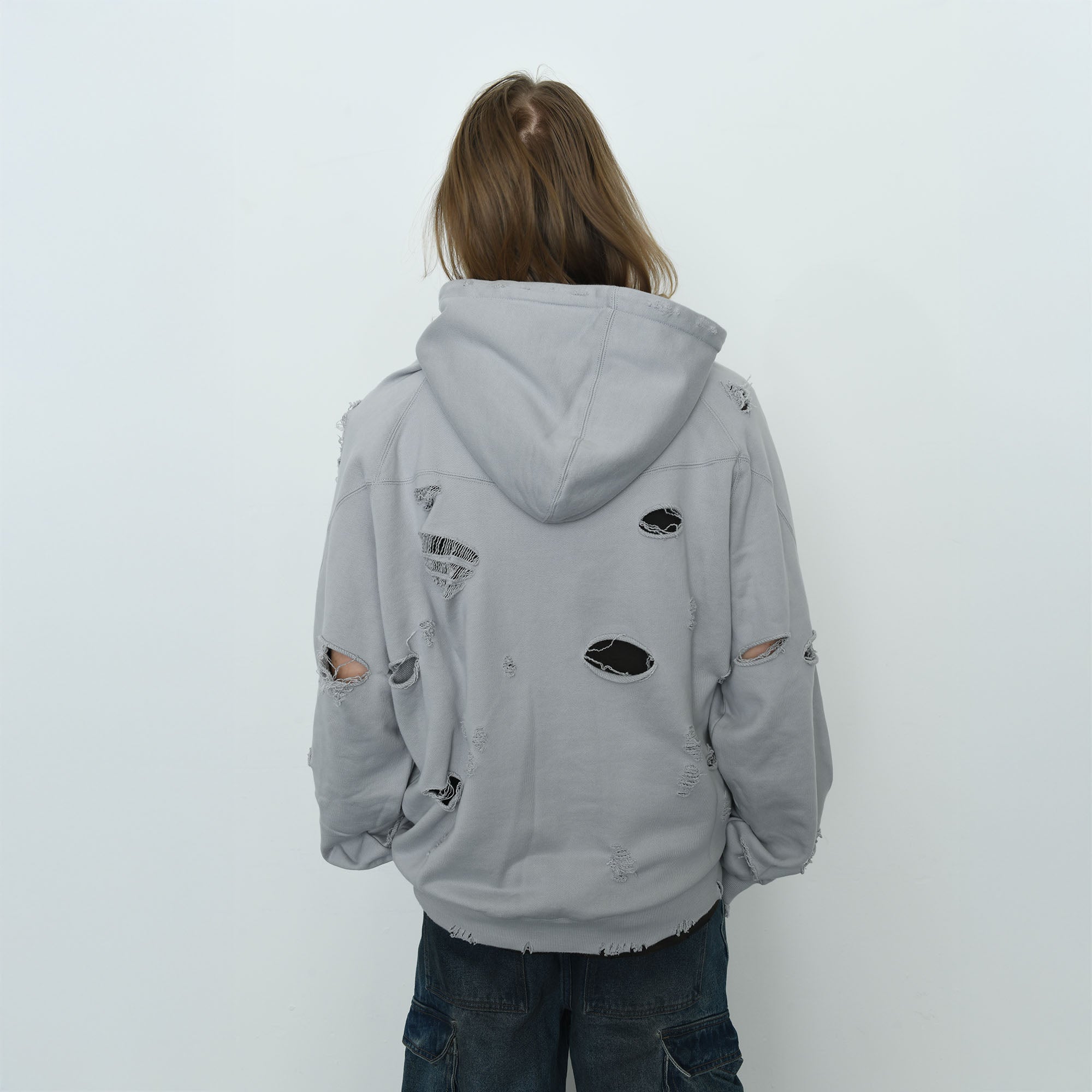 EGOFETCH Ripped Oversized Hoodie