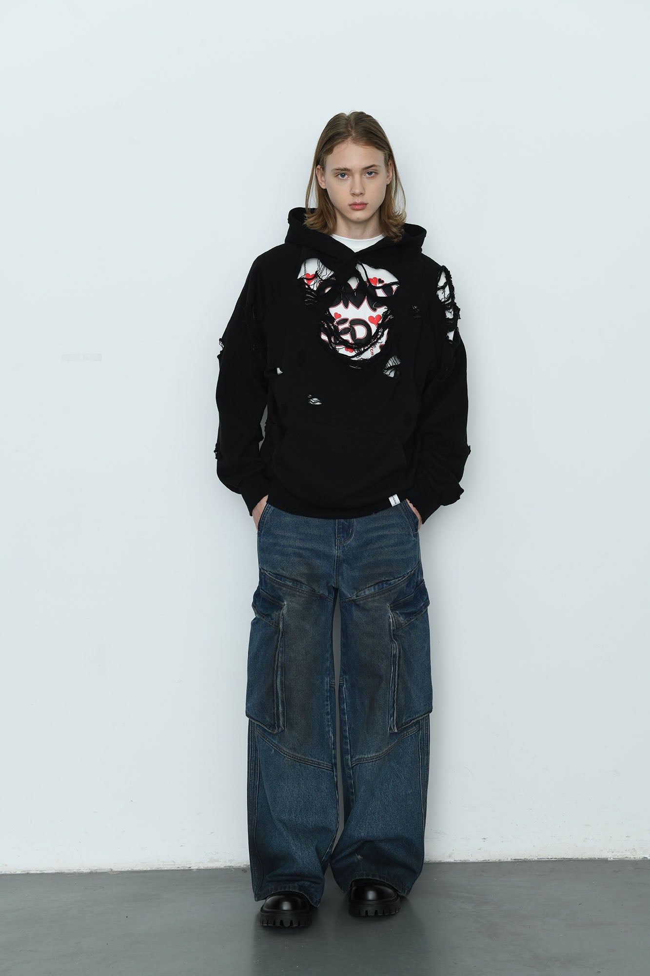 EGOFETCH Ripped Oversized Hoodie