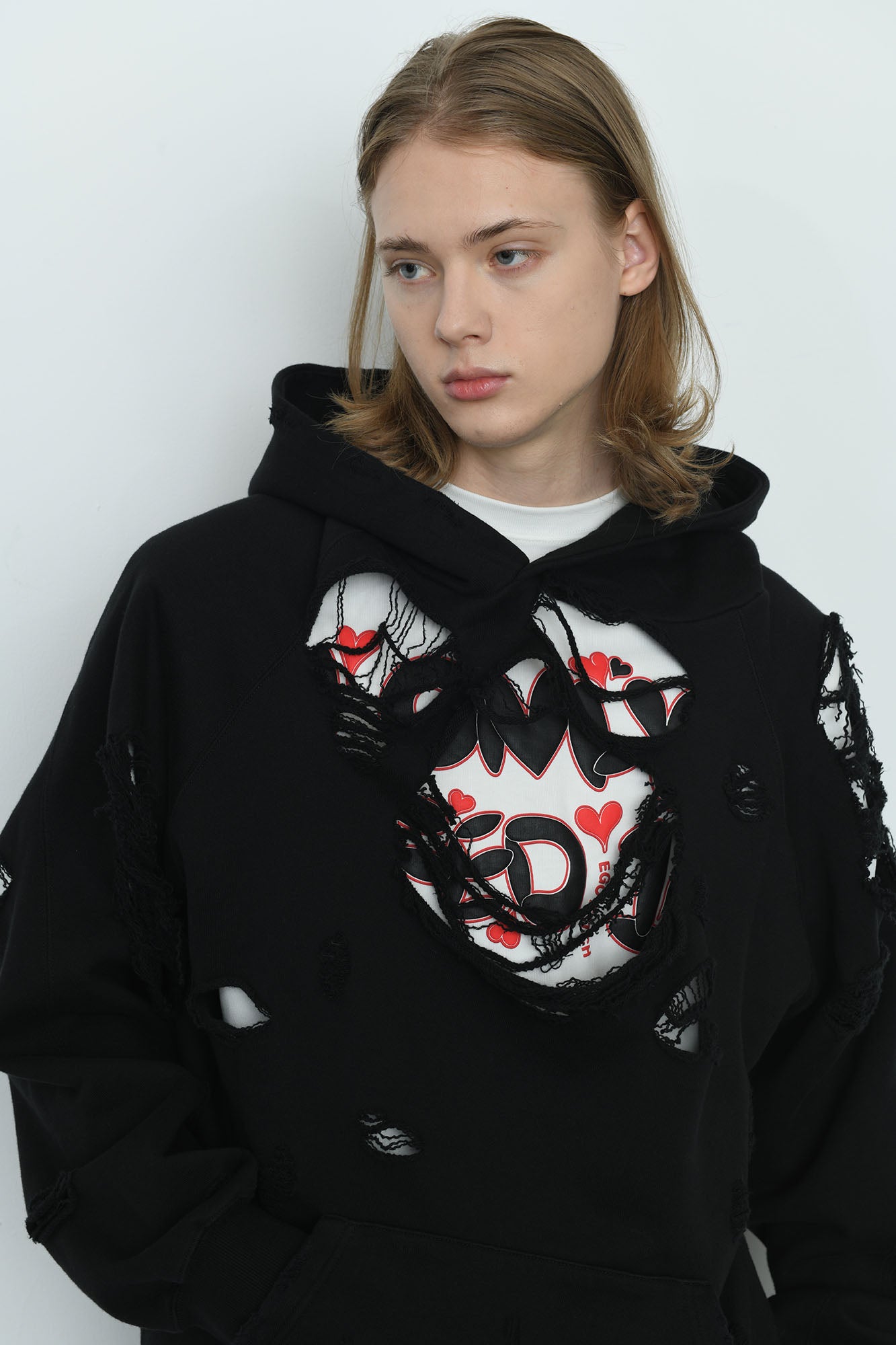 EGOFETCH Ripped Oversized Hoodie