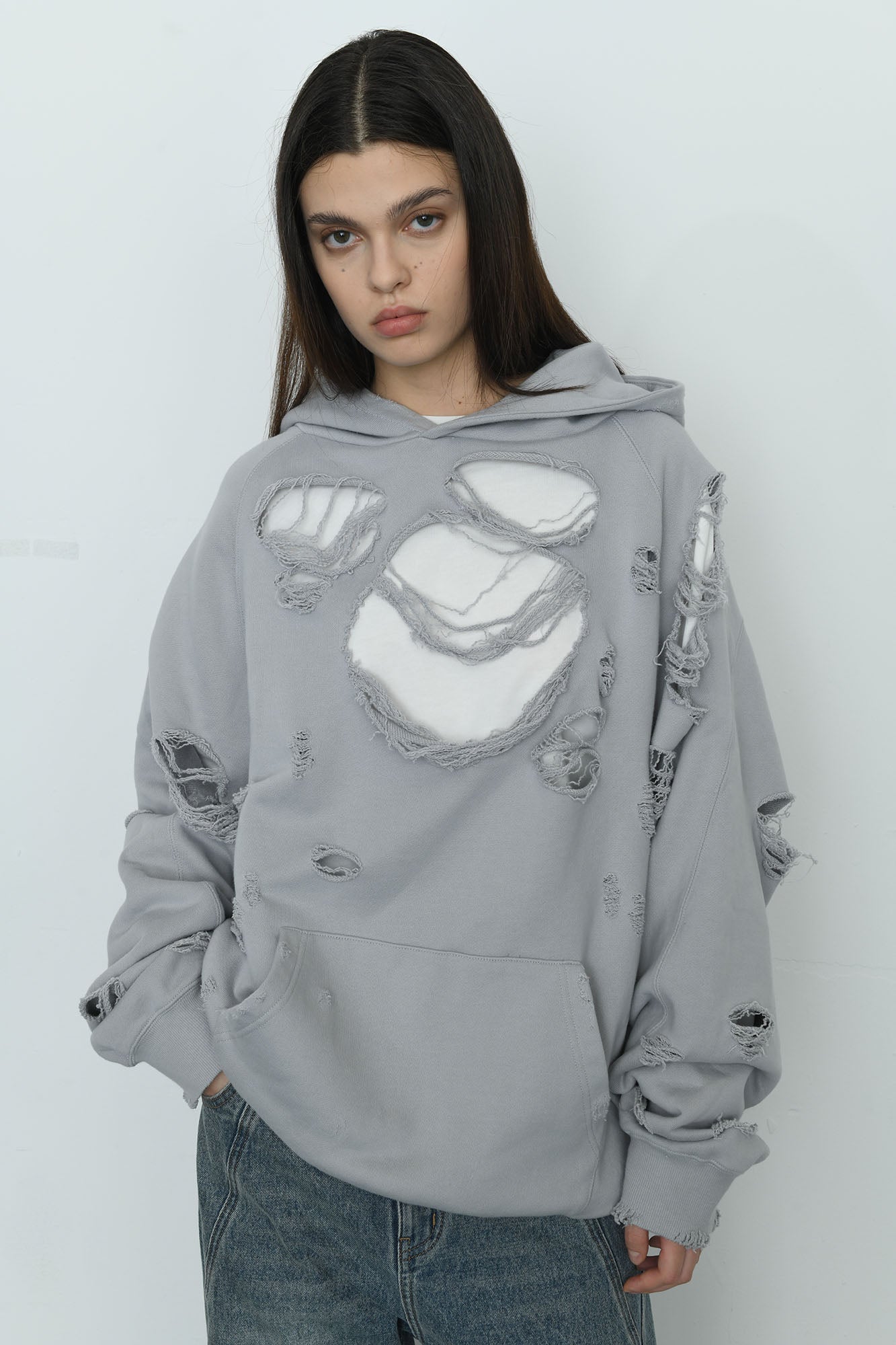 EGOFETCH Ripped Oversized Hoodie