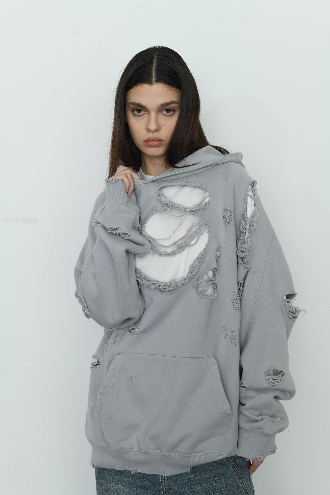 EGOFETCH Ripped Oversized Hoodie