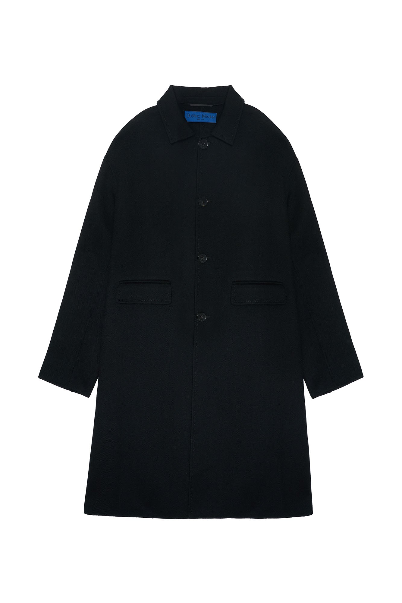 OUYANG WENJUN Single-Breasted Wool Overcoat Black