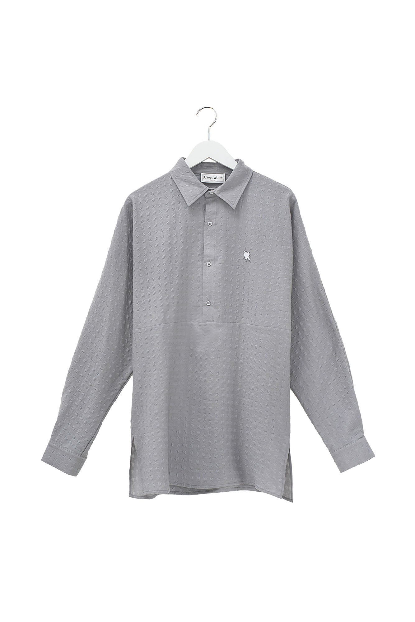 OUYANG WENJUN Drip Heart Embroidered Seersucker Shirt