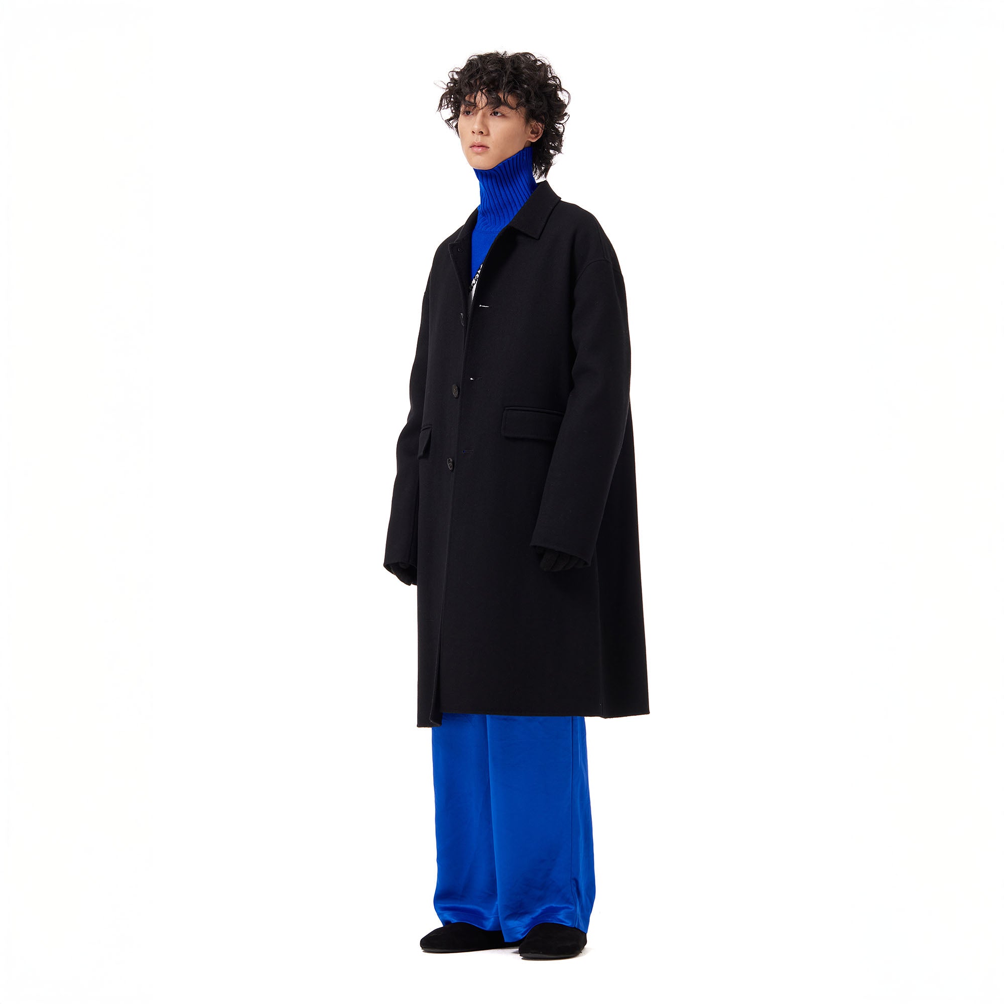 OUYANG WENJUN Single-Breasted Wool Overcoat Black