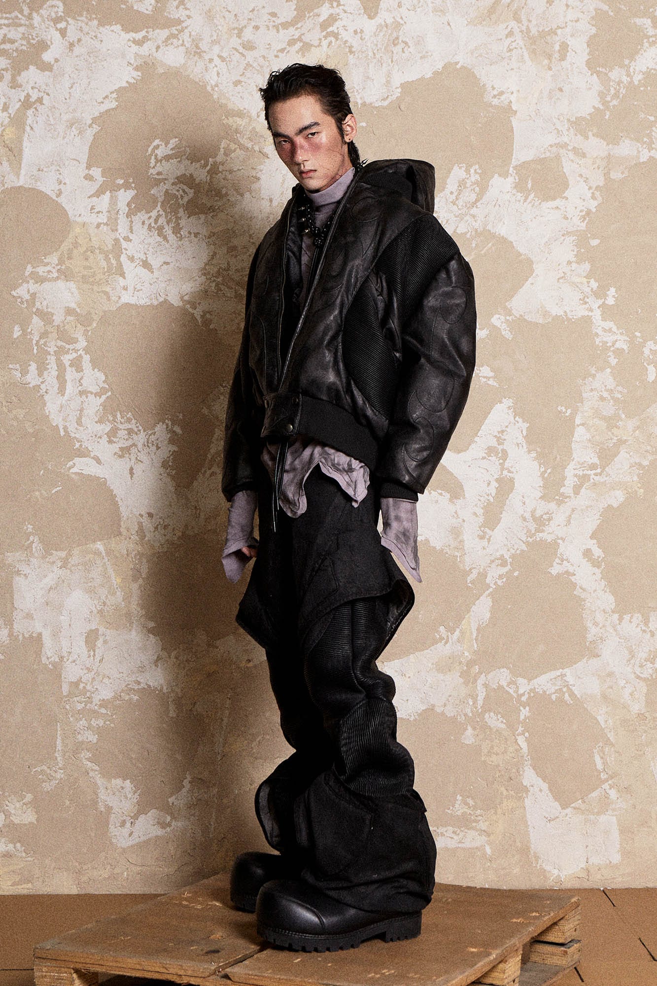 FLYERRER Mutation Deconstructed Armor Wax-Coated Pants, premium urban and streetwear designers apparel on PROJECTISR.com, FLYERRER