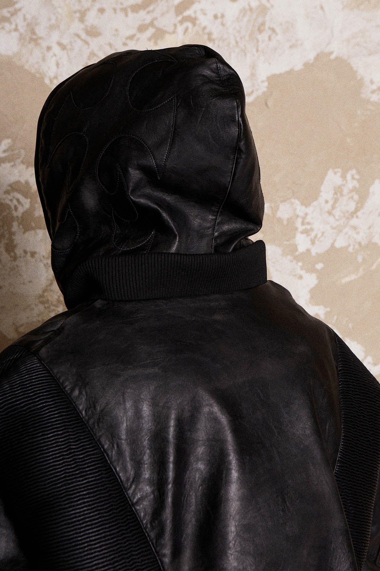 FLYERRER Mutation Full-Zip Spliced Faux Leather Hooded Jacket, premium urban and streetwear designers apparel on PROJECTISR.com, FLYERRER