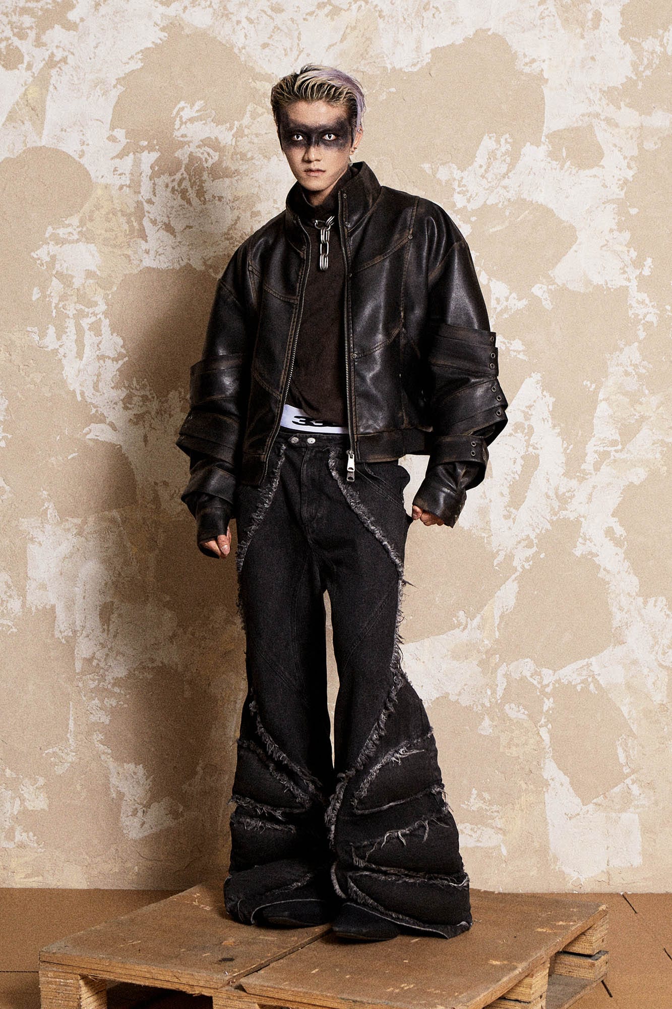 FLYERRER Mutation Dragon Claw Frayed Flared Jeans, premium urban and streetwear designers apparel on PROJECTISR.com, FLYERRER