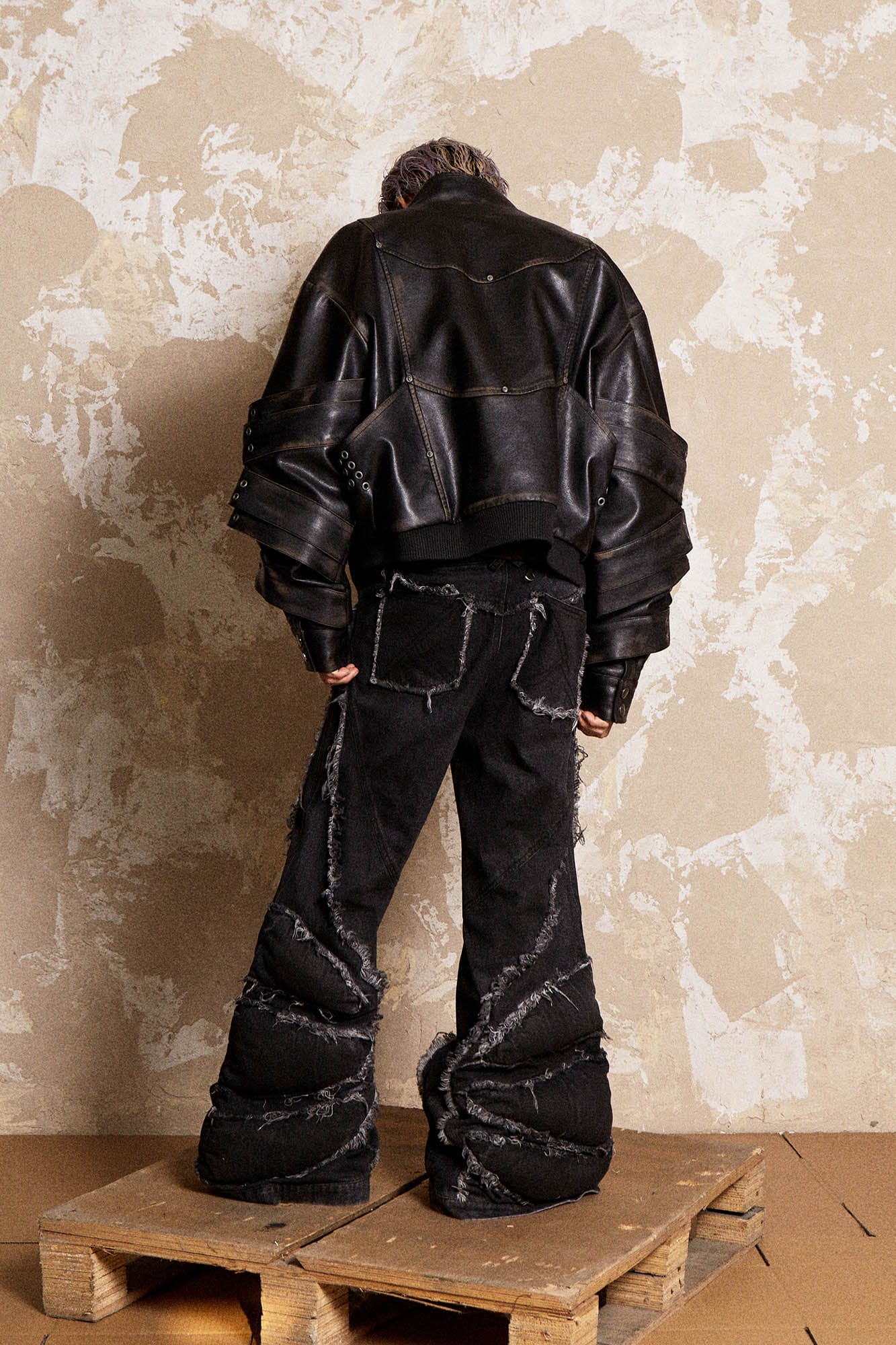 FLYERRER Mutation Dragon Claw Frayed Flared Jeans, premium urban and streetwear designers apparel on PROJECTISR.com, FLYERRER