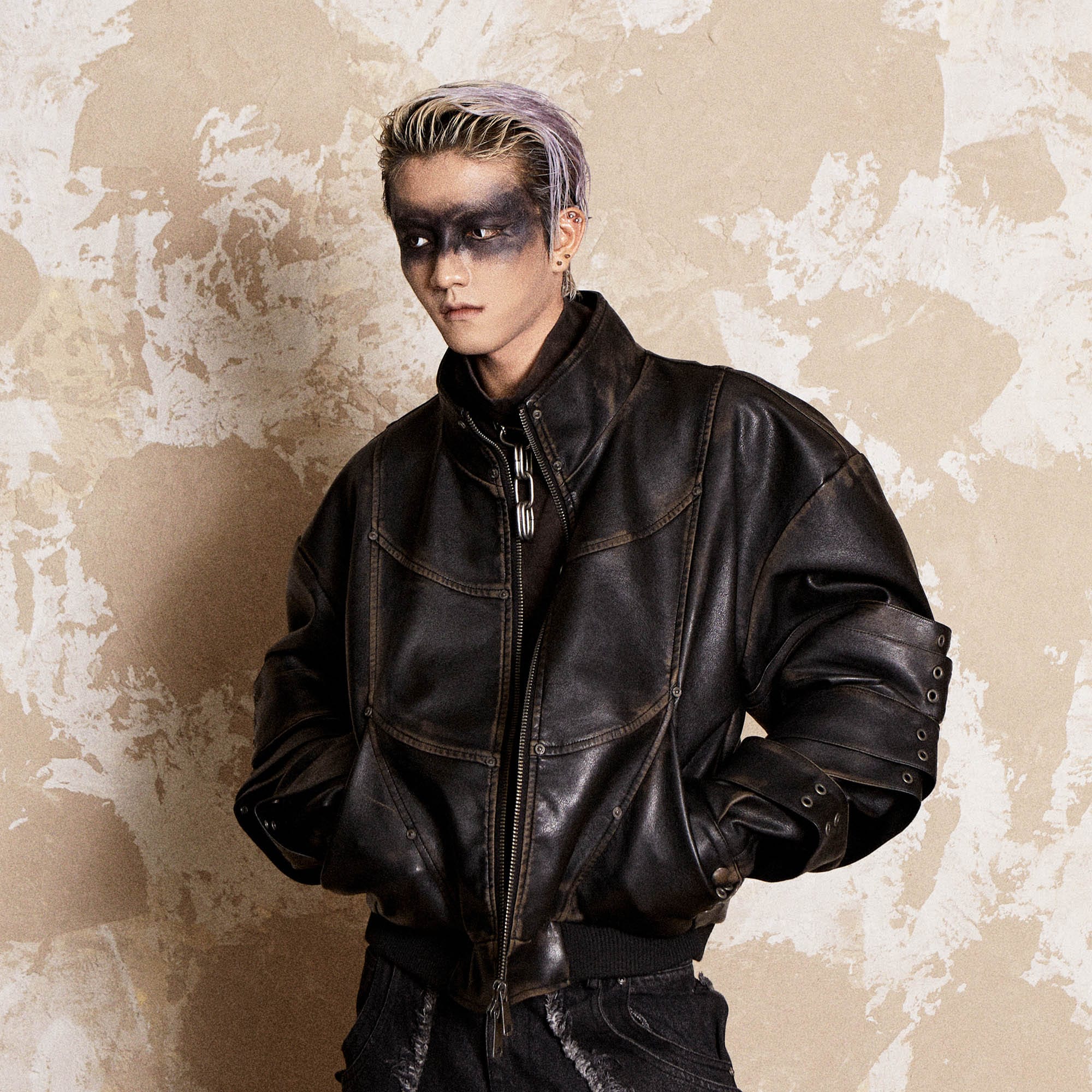 FLYERRER Mutation Layered Armor Spliced Faux Leather Jacket, premium urban and streetwear designers apparel on PROJECTISR.com, FLYERRER