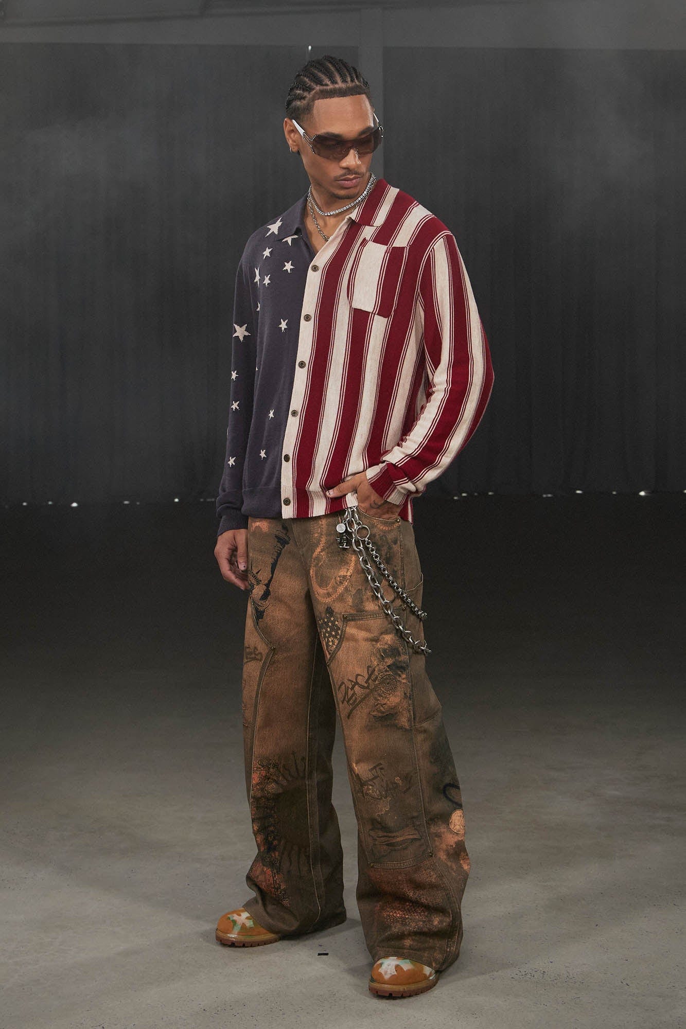 DND4DES American Flag Knitted Shirt, premium urban and streetwear designers apparel on PROJECTISR.com, DND4DES
