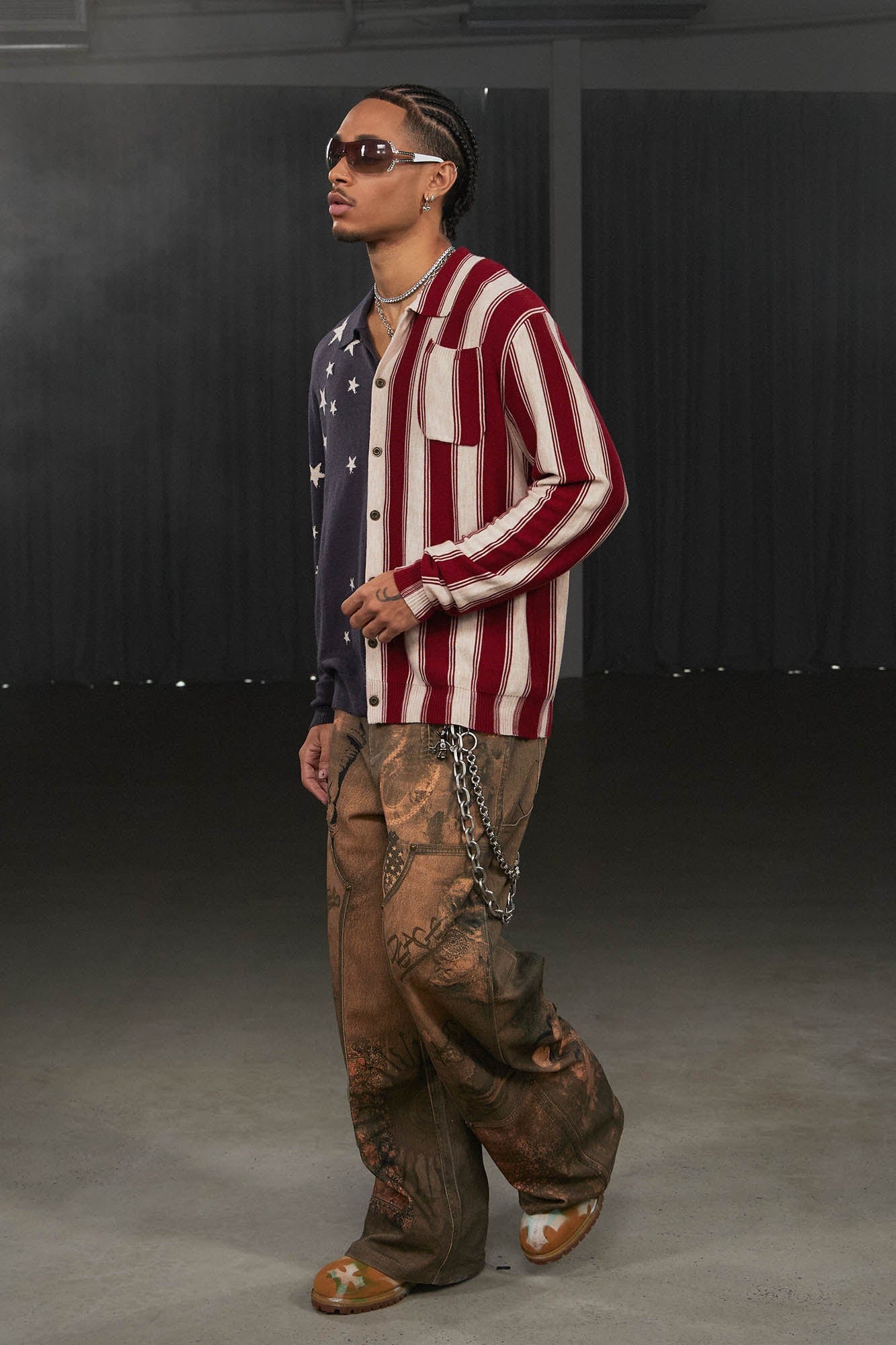 DND4DES American Flag Knitted Shirt, premium urban and streetwear designers apparel on PROJECTISR.com, DND4DES