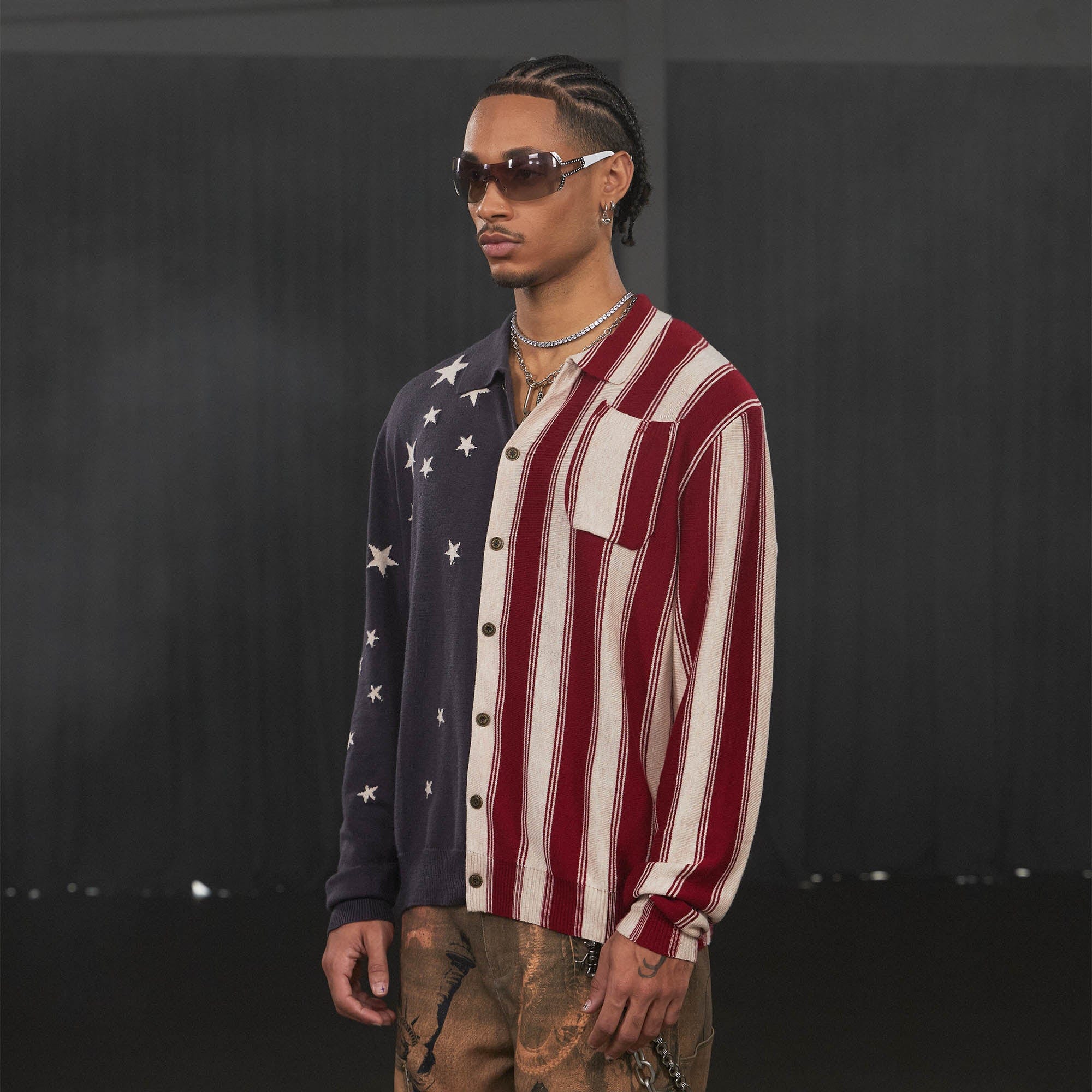 DND4DES American Flag Knitted Shirt, premium urban and streetwear designers apparel on PROJECTISR.com, DND4DES