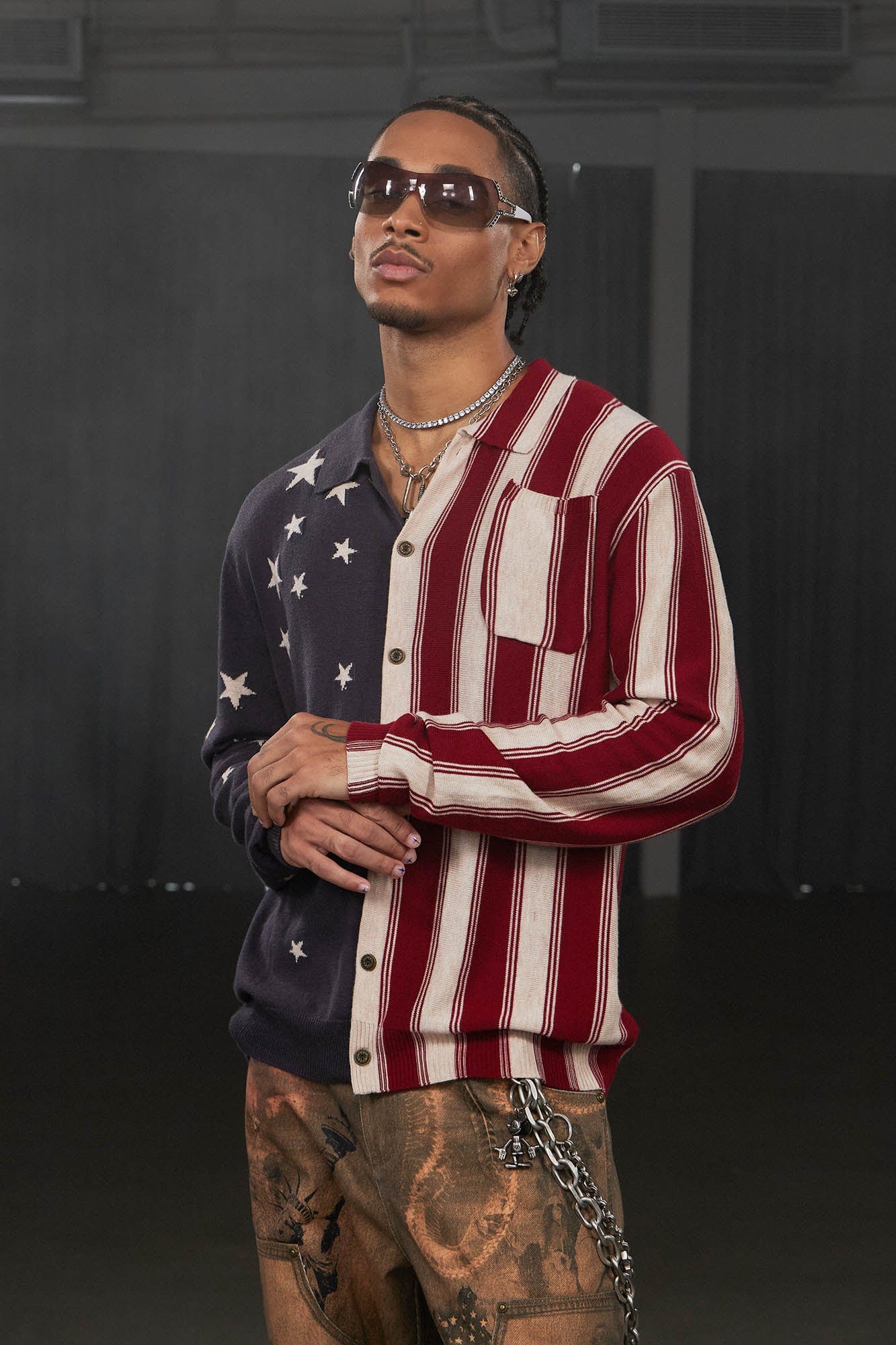 DND4DES American Flag Knitted Shirt, premium urban and streetwear designers apparel on PROJECTISR.com, DND4DES