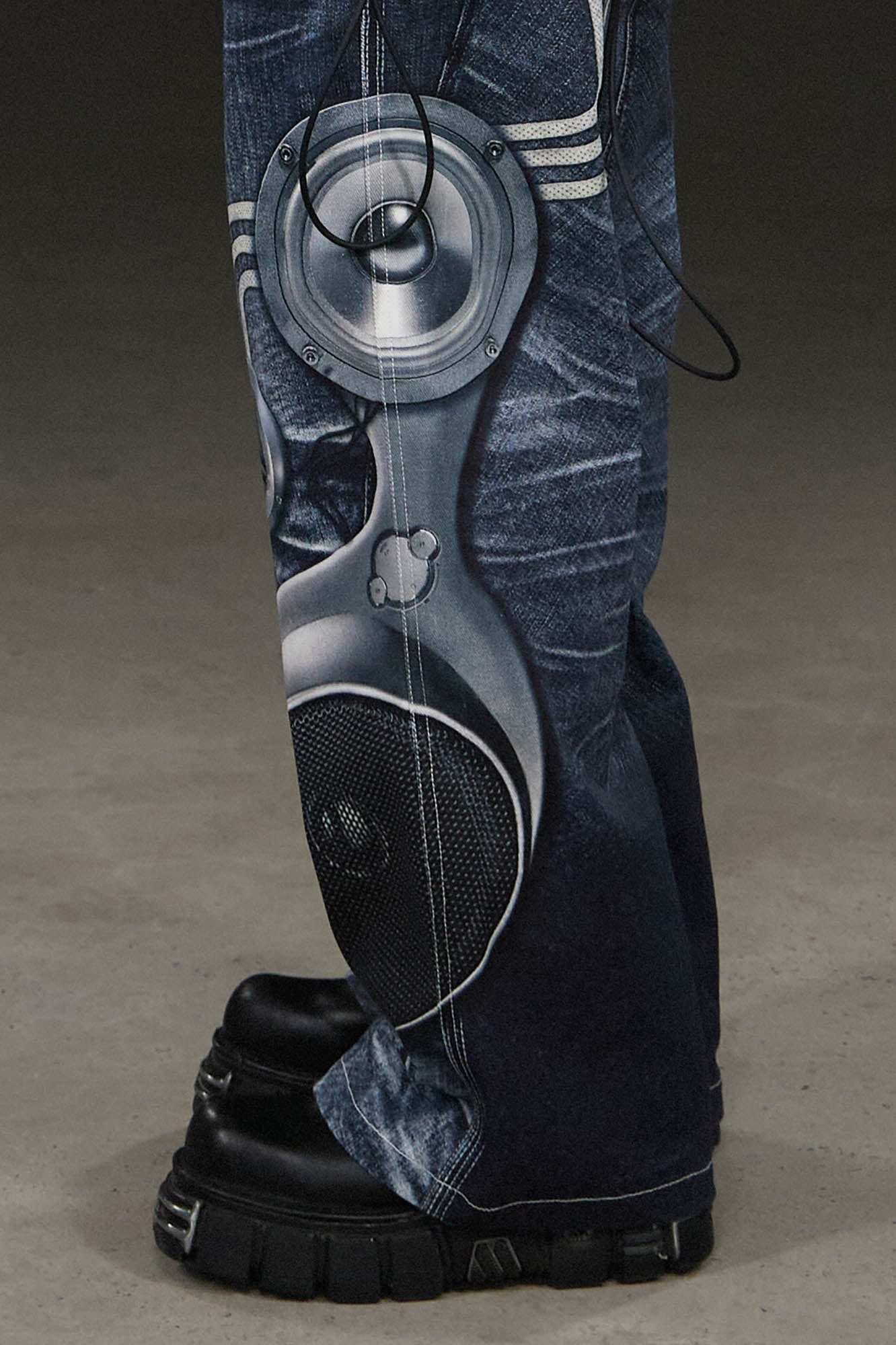 DND4DES Sound System Straight-Leg Pants Blue, premium urban and streetwear designers apparel on PROJECTISR.com, DND4DES