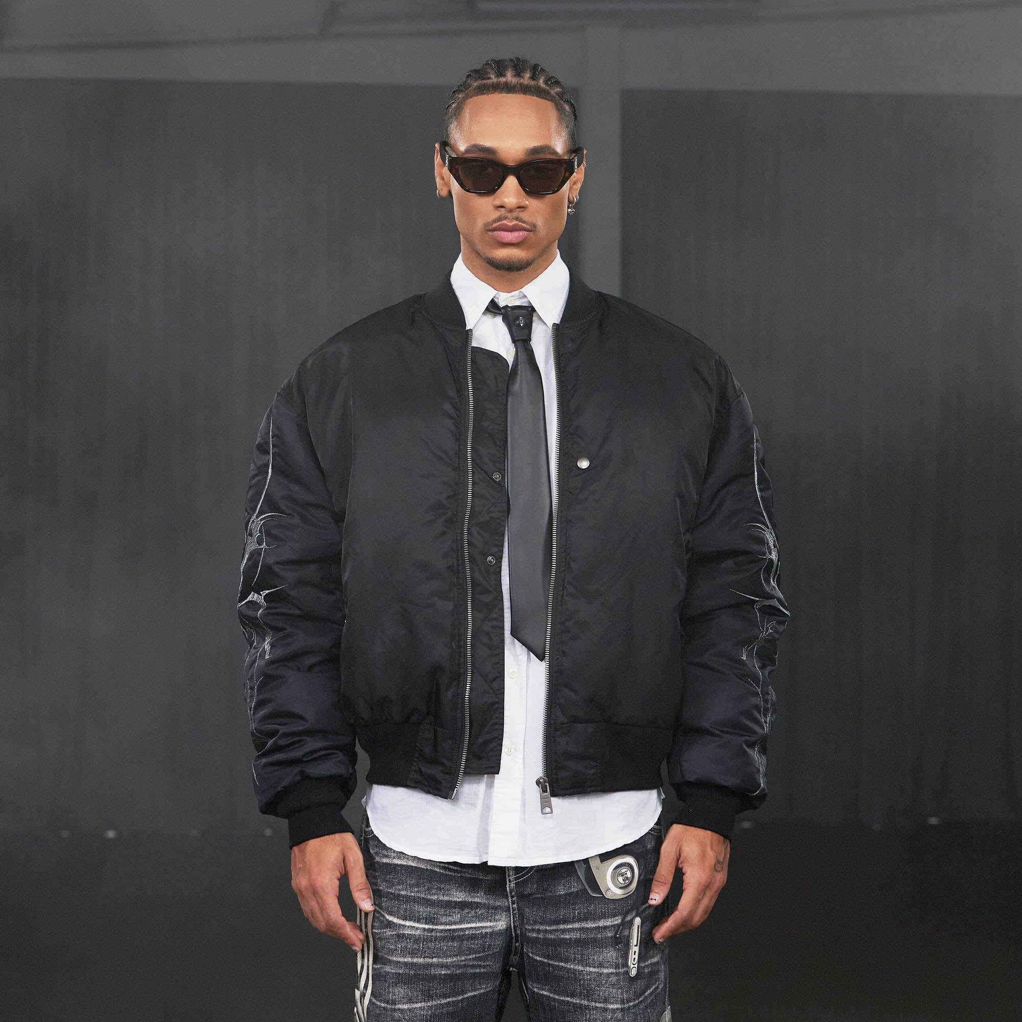 DND4DES Graffiti Embroidered MA1 Bomber Jacket, premium urban and streetwear designers apparel on PROJECTISR.com, DND4DES