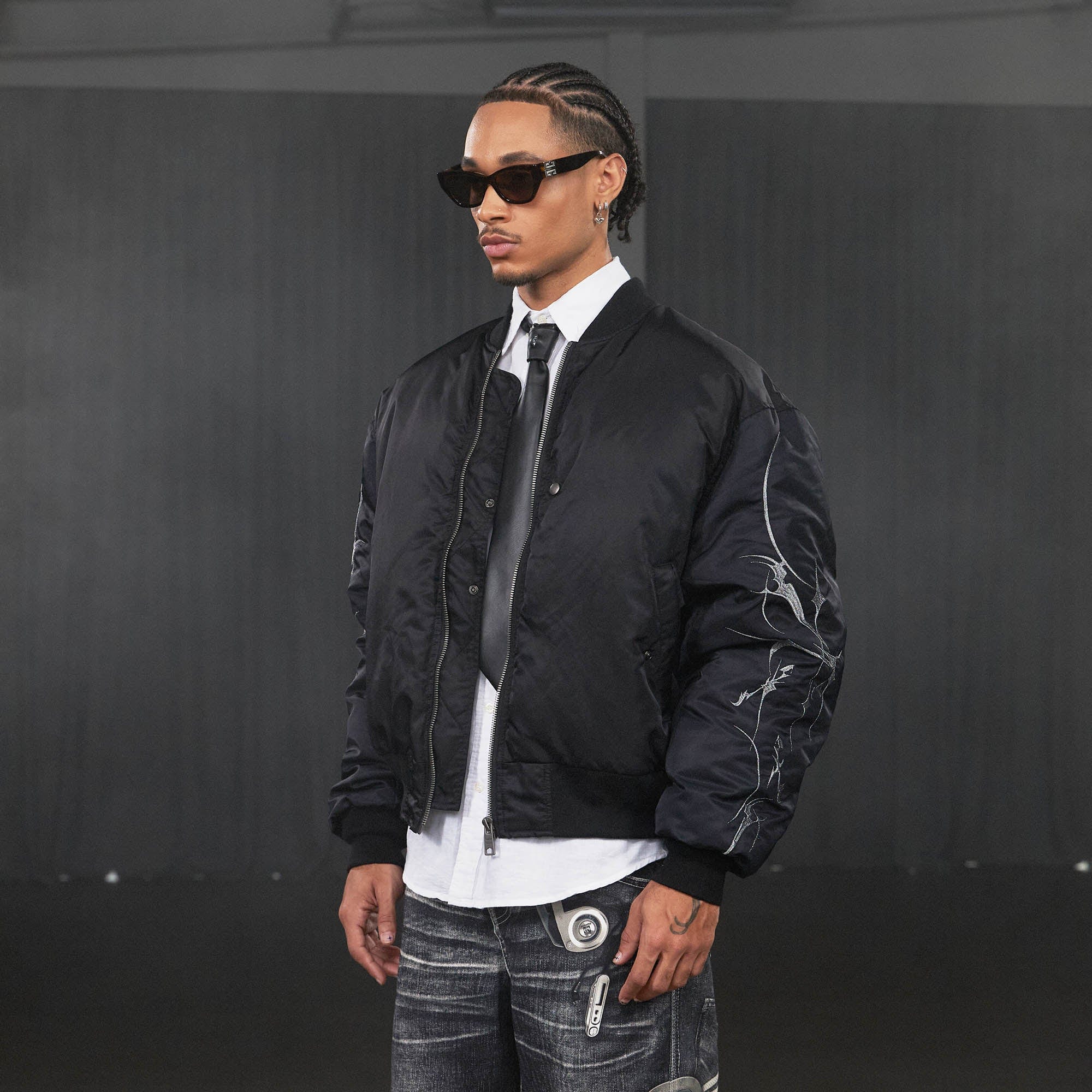 DND4DES Graffiti Embroidered MA1 Bomber Jacket, premium urban and streetwear designers apparel on PROJECTISR.com, DND4DES