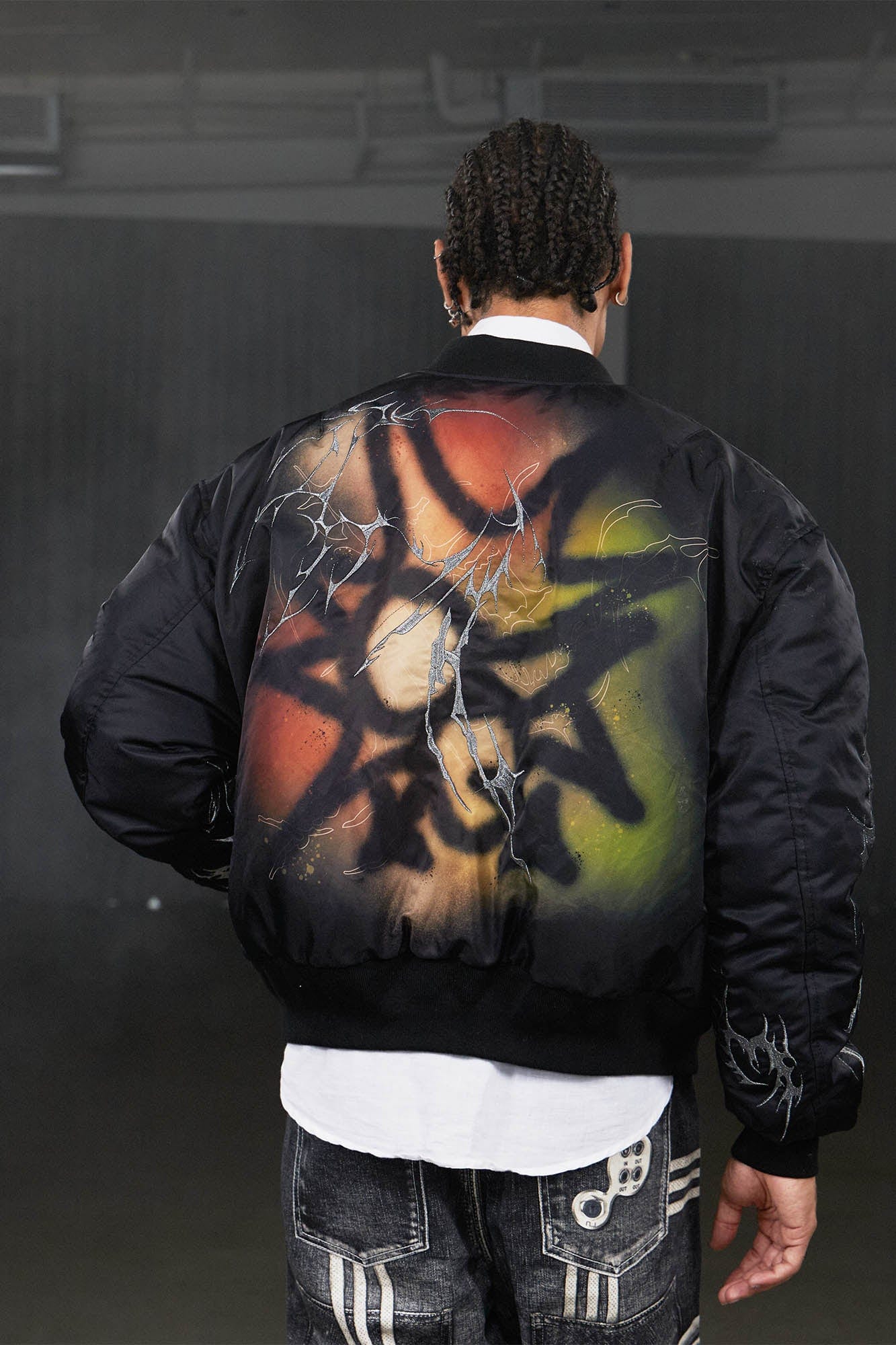 DND4DES Graffiti Embroidered MA1 Bomber Jacket, premium urban and streetwear designers apparel on PROJECTISR.com, DND4DES
