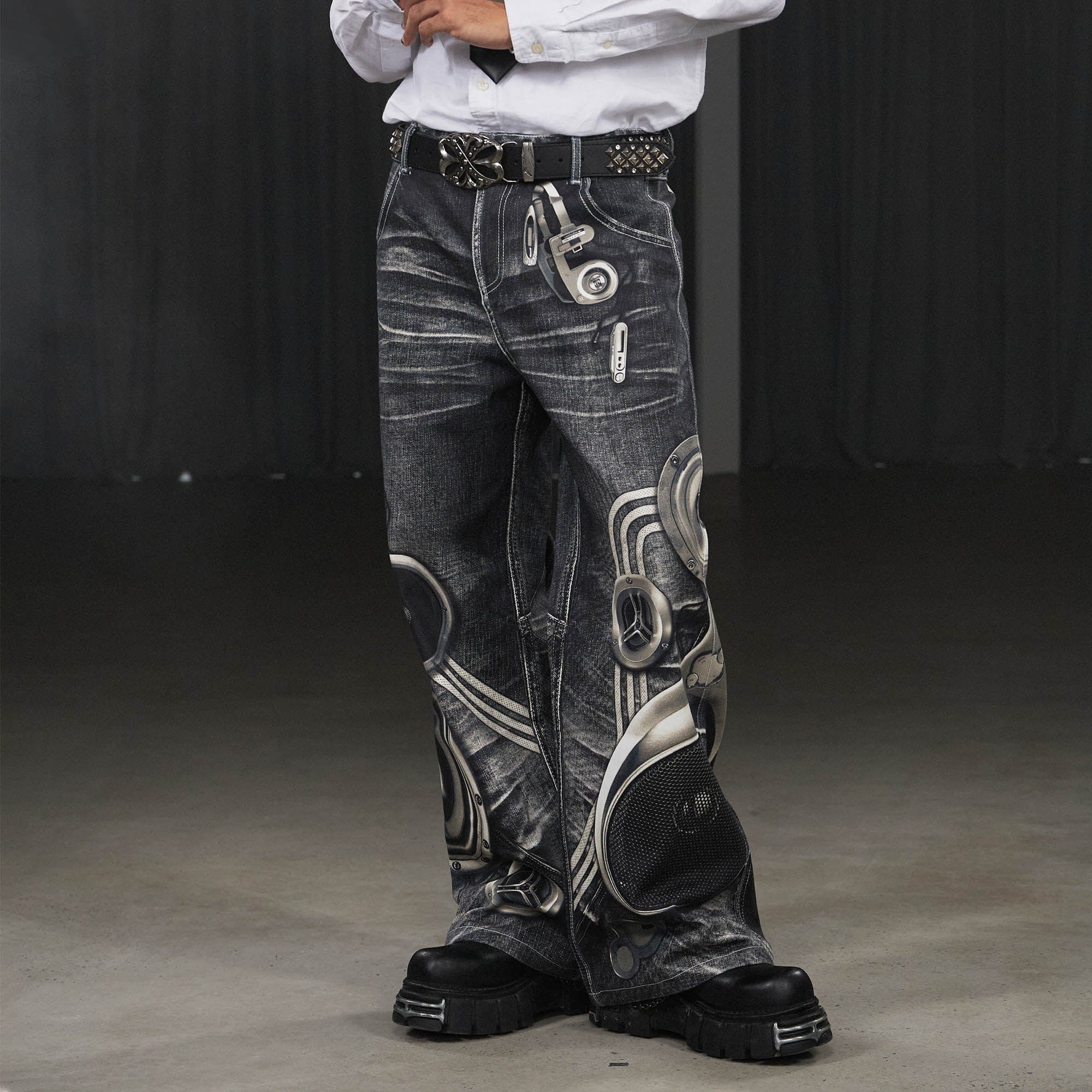 DND4DES Sound System Straight-Leg Pants Black, premium urban and streetwear designers apparel on PROJECTISR.com, DND4DES