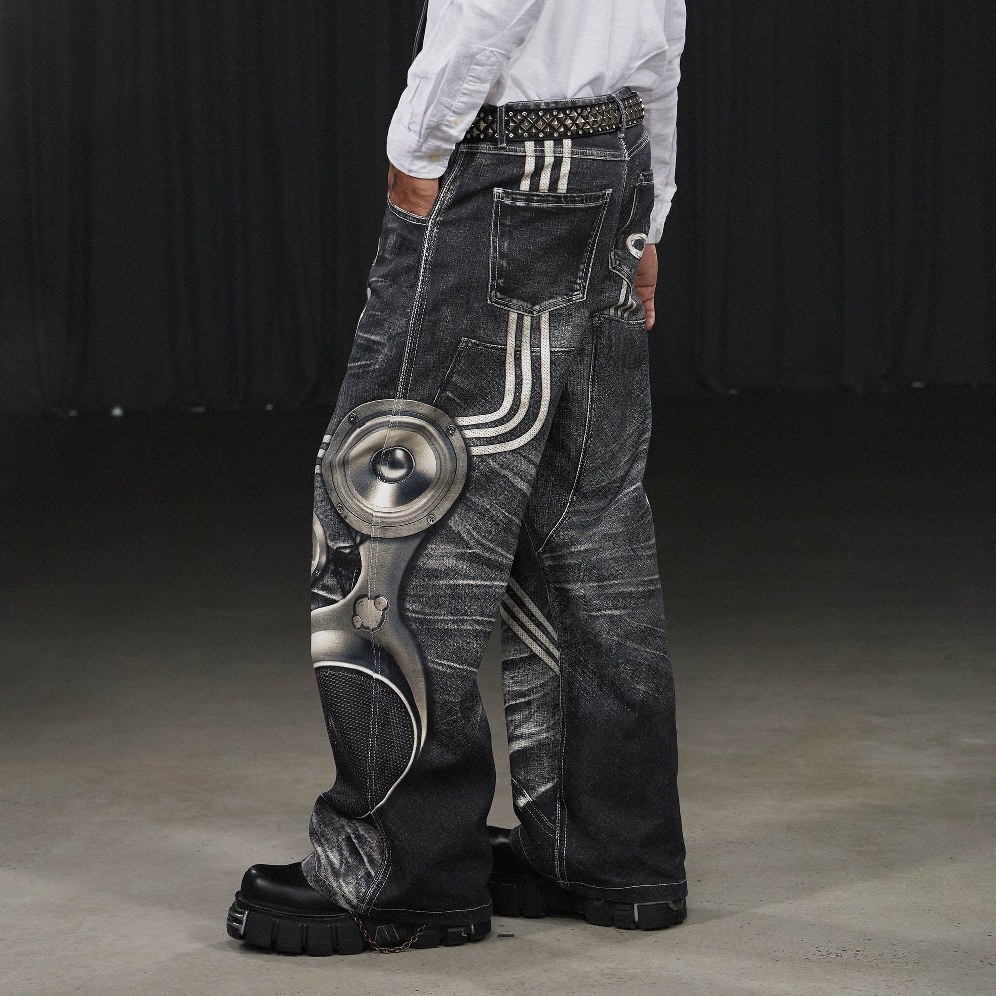 DND4DES Sound System Straight-Leg Pants Black, premium urban and streetwear designers apparel on PROJECTISR.com, DND4DES