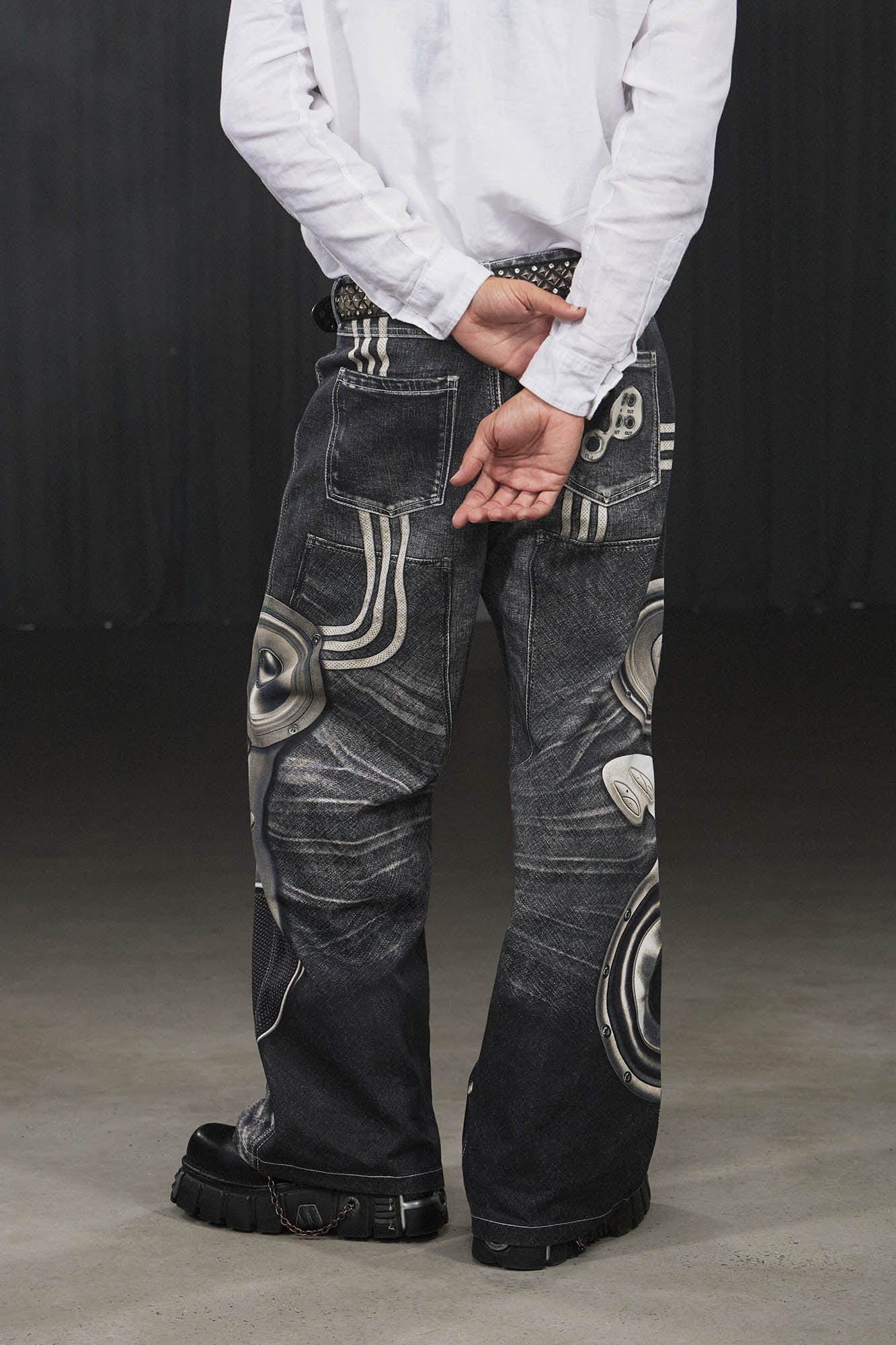 DND4DES Sound System Straight-Leg Pants Black, premium urban and streetwear designers apparel on PROJECTISR.com, DND4DES