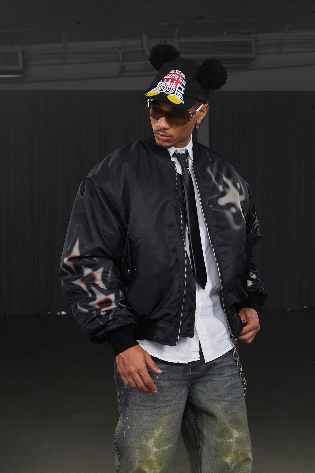 DND4DES Graffiti Bulldog MA1 Bomber Jacket, premium urban and streetwear designers apparel on PROJECTISR.com, DND4DES