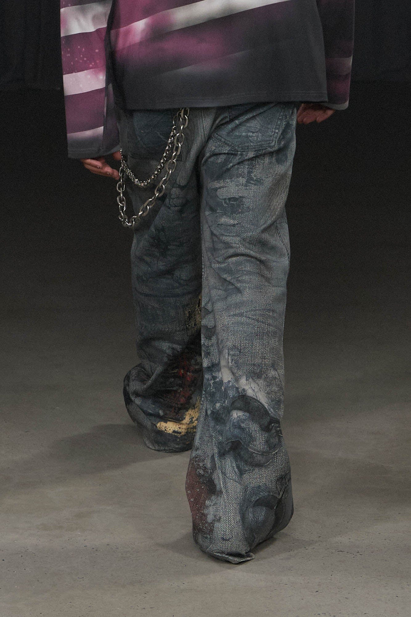 DND4DES Distressed Paisley Bandana Flared Pants, premium urban and streetwear designers apparel on PROJECTISR.com, DND4DES