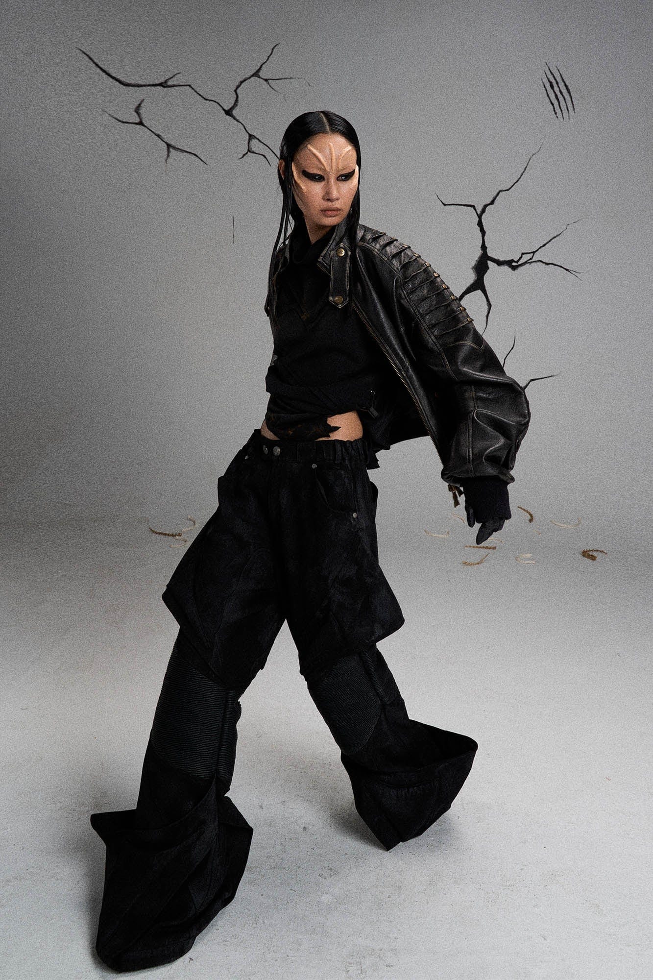 FLYERRER Mutation Exoskeleton Deconstructed Faux Leather Jacket, premium urban and streetwear designers apparel on PROJECTISR.com, FLYERRER