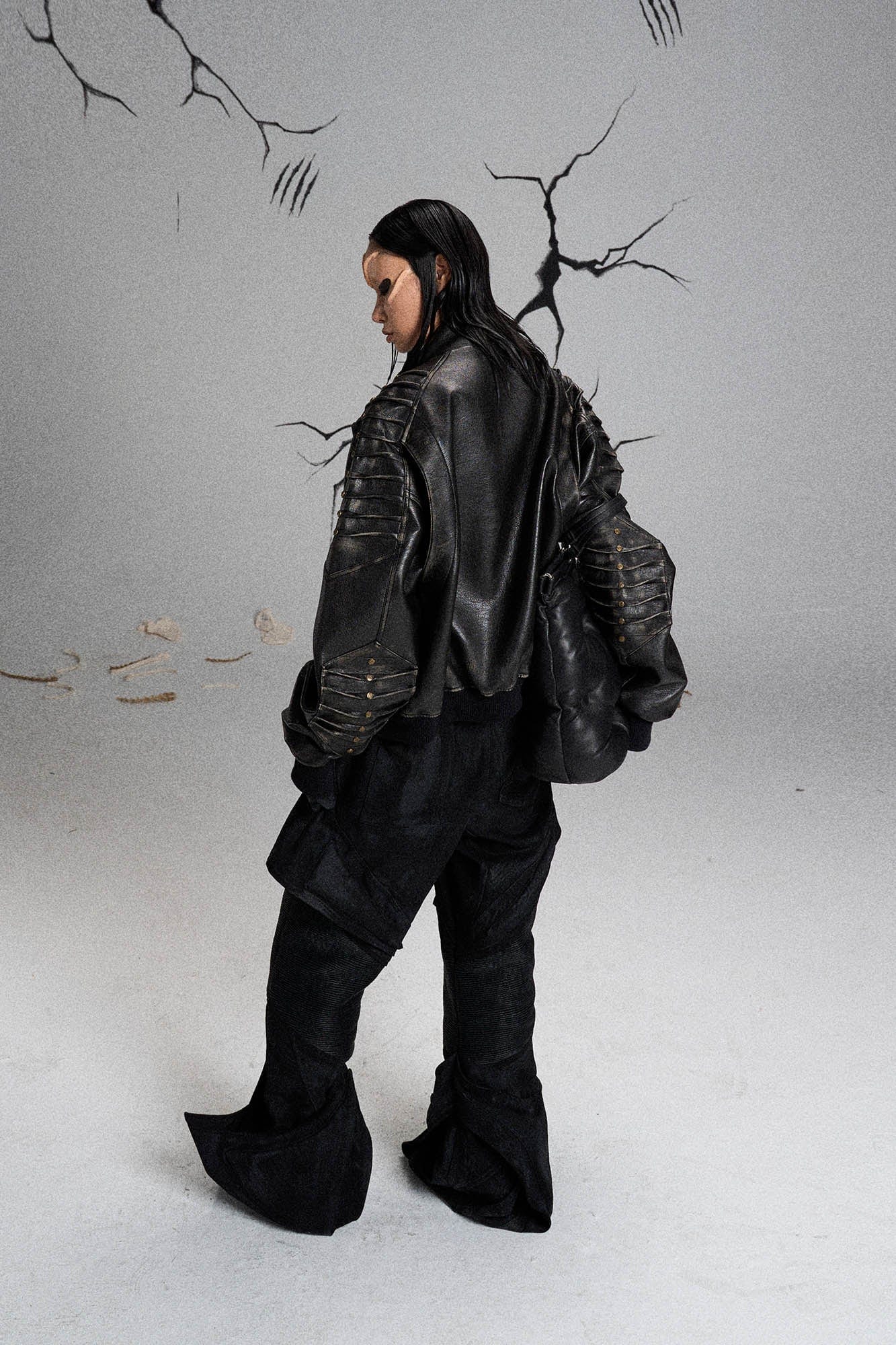 FLYERRER Mutation Exoskeleton Deconstructed Faux Leather Jacket, premium urban and streetwear designers apparel on PROJECTISR.com, FLYERRER