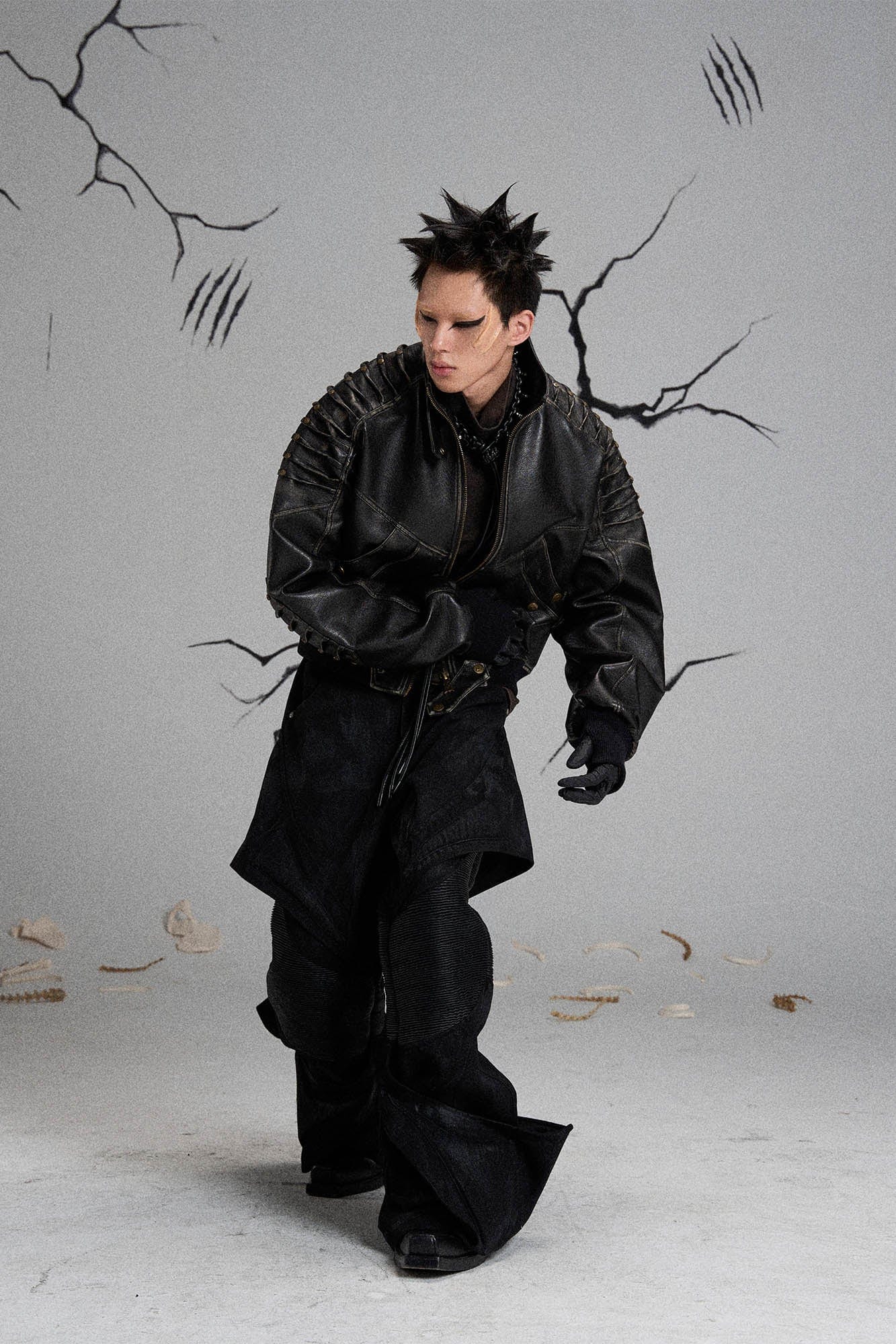 FLYERRER Mutation Exoskeleton Deconstructed Faux Leather Jacket, premium urban and streetwear designers apparel on PROJECTISR.com, FLYERRER