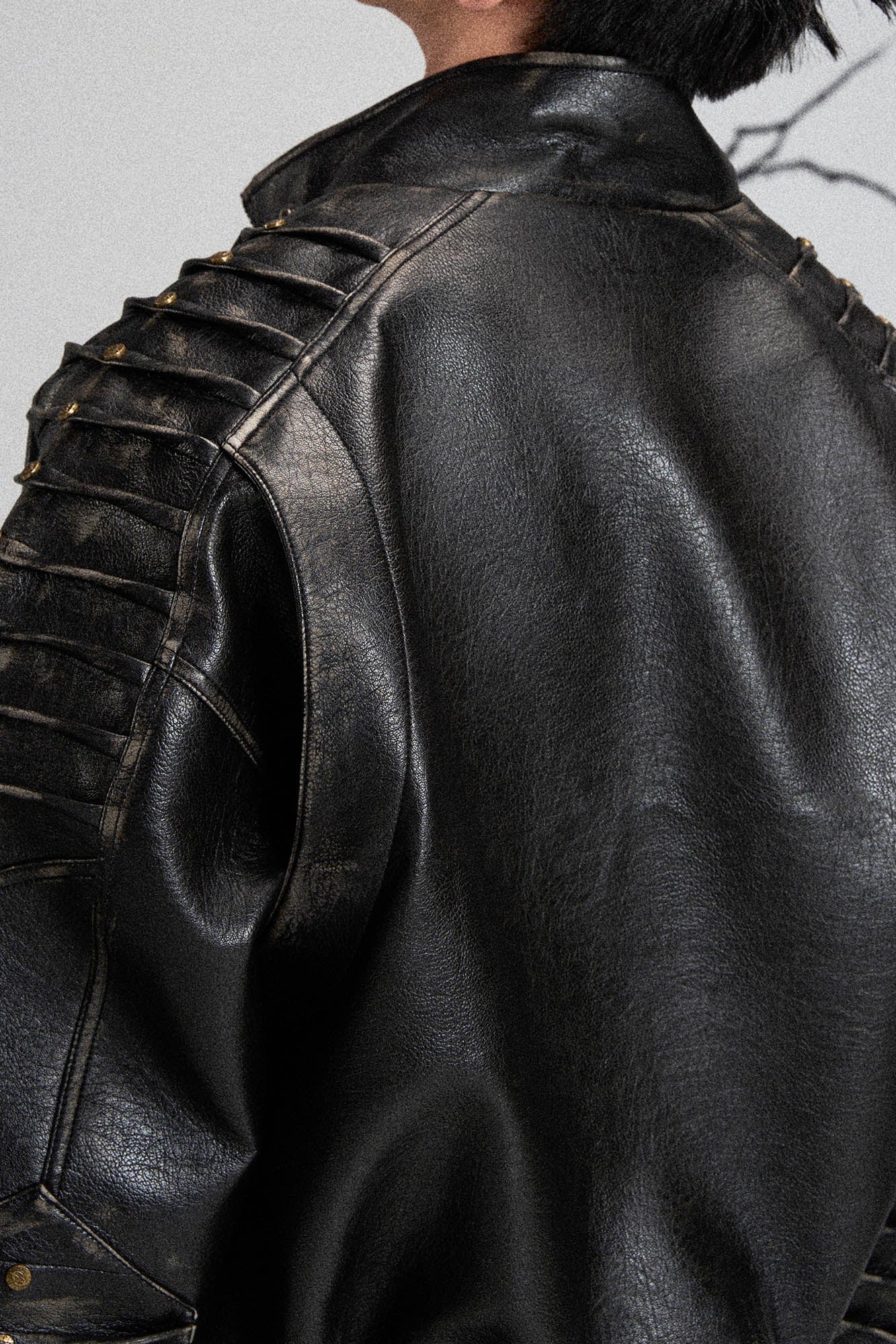 FLYERRER Mutation Exoskeleton Deconstructed Faux Leather Jacket, premium urban and streetwear designers apparel on PROJECTISR.com, FLYERRER