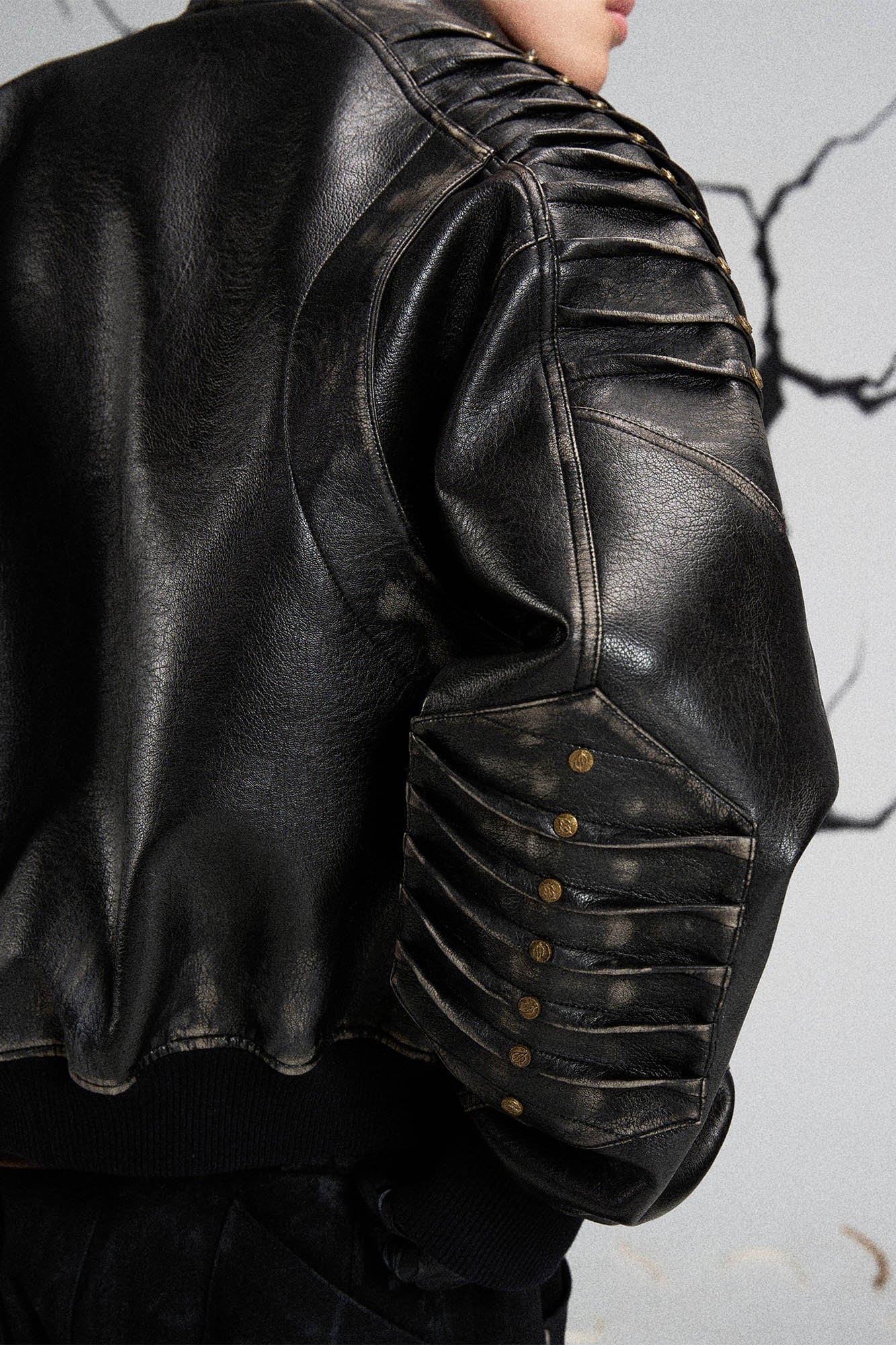 FLYERRER Mutation Exoskeleton Deconstructed Faux Leather Jacket, premium urban and streetwear designers apparel on PROJECTISR.com, FLYERRER