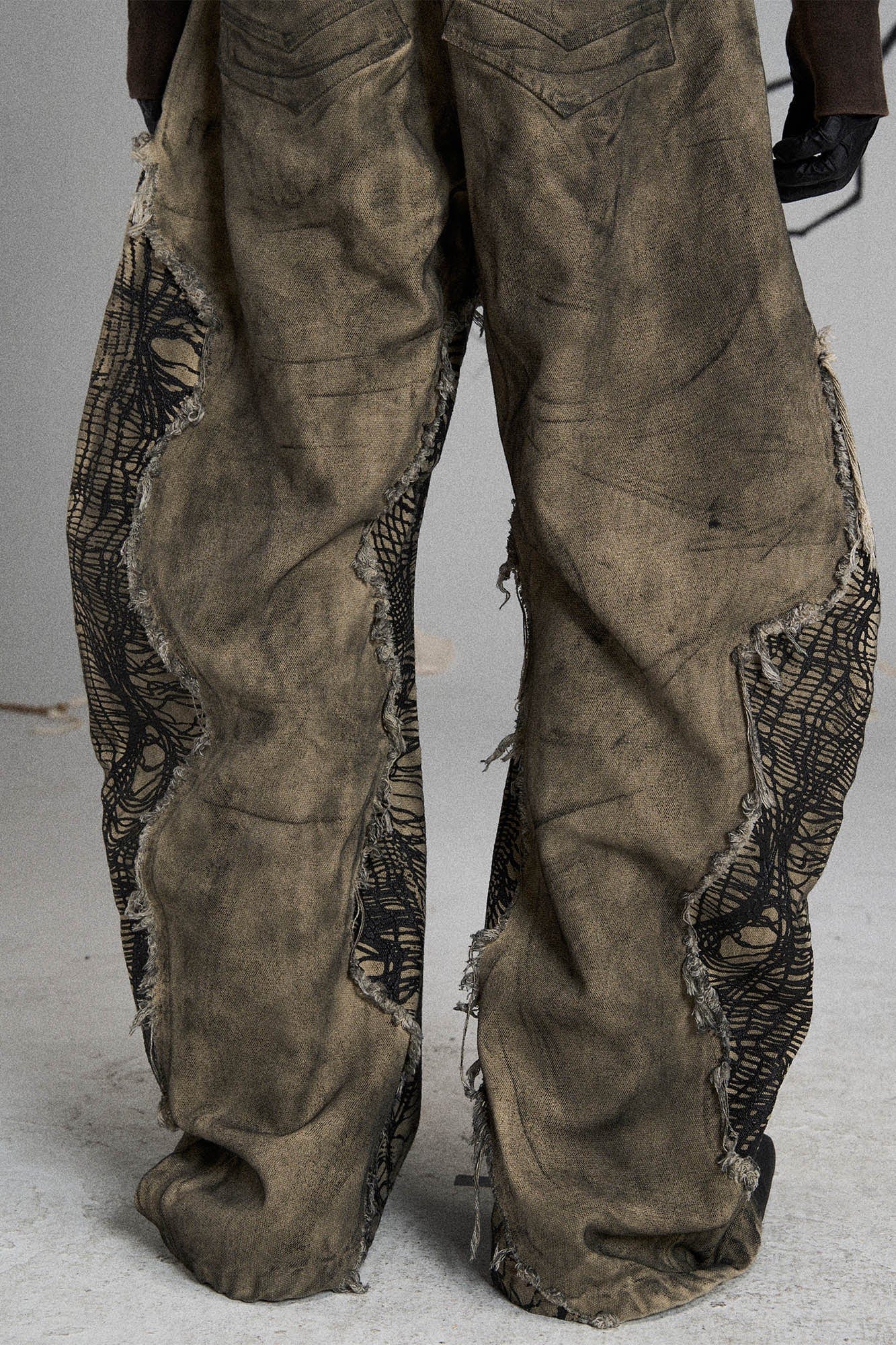 FLYERRER Mutation Distressed Fungal Invasion Machete Pants, premium urban and streetwear designers apparel on PROJECTISR.com, FLYERRER