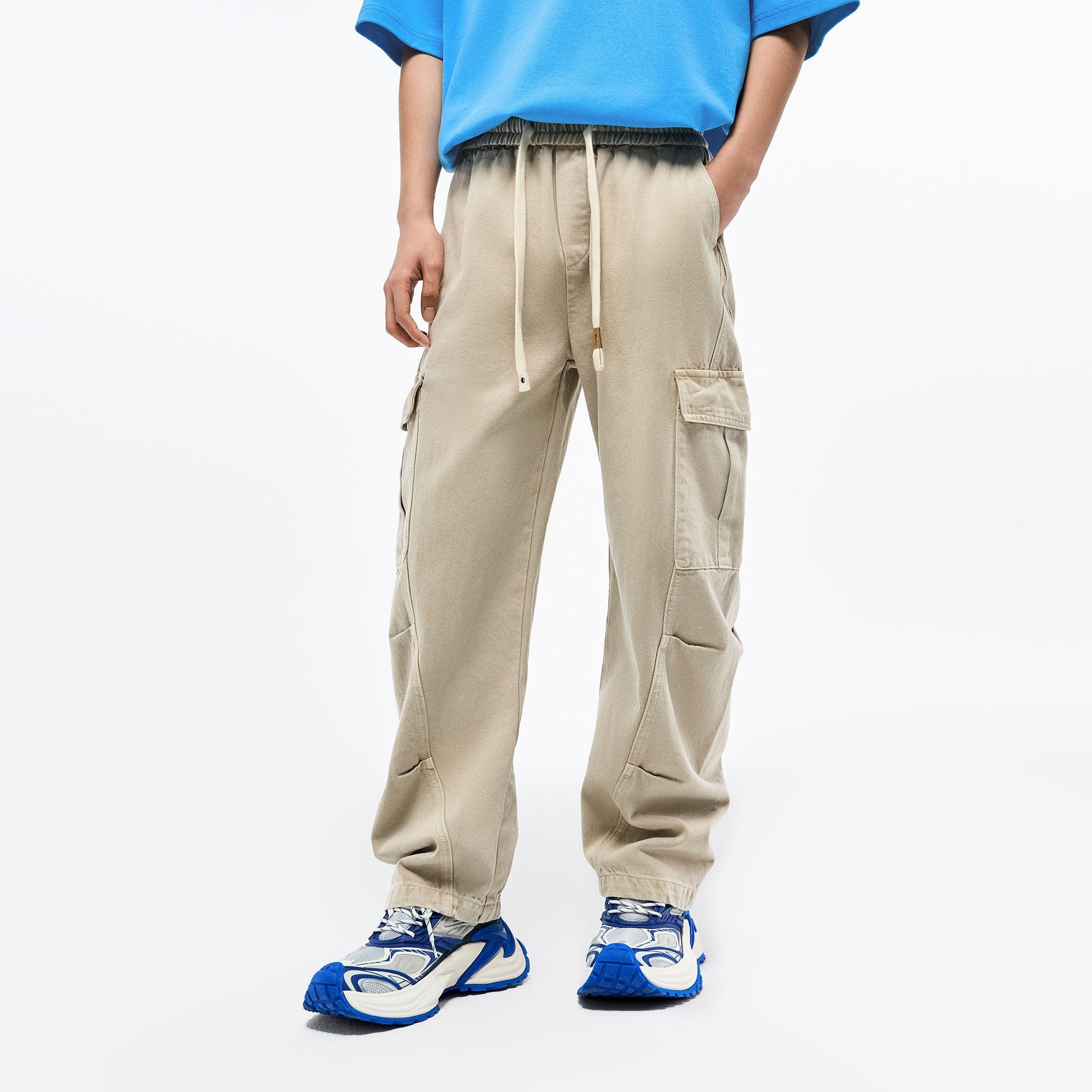 OVERLAPS Multi-Pocket Utility Curved Cargo Pants, premium urban and streetwear designers apparel on PROJECTISR.com, OVERLAPS
